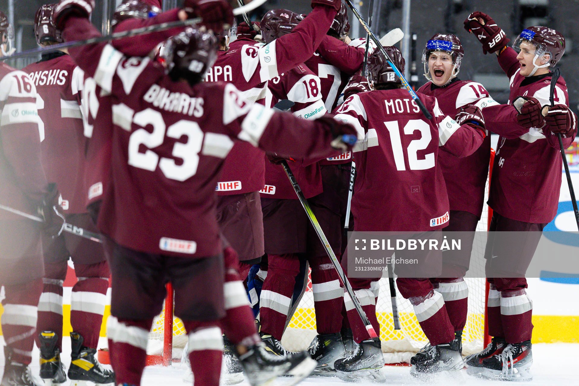 Players of Latvia celebrate