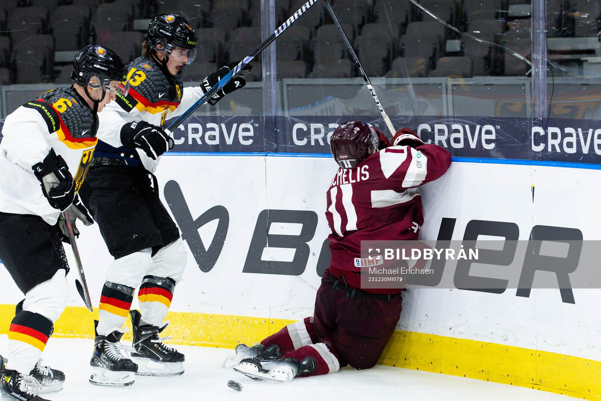 Veit Oswald of Germany hits Dans Locmelis of Latvia