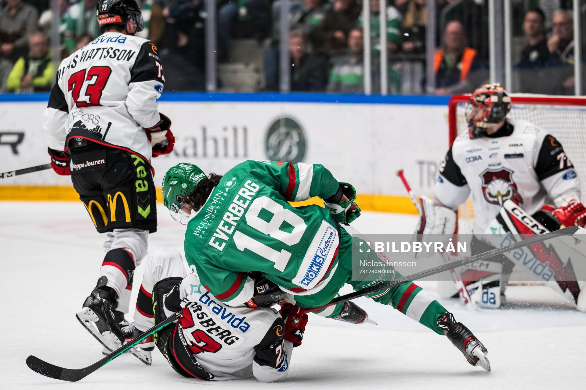 Malmö Redhawks Christoffer Forsberg och Rögles Dennis