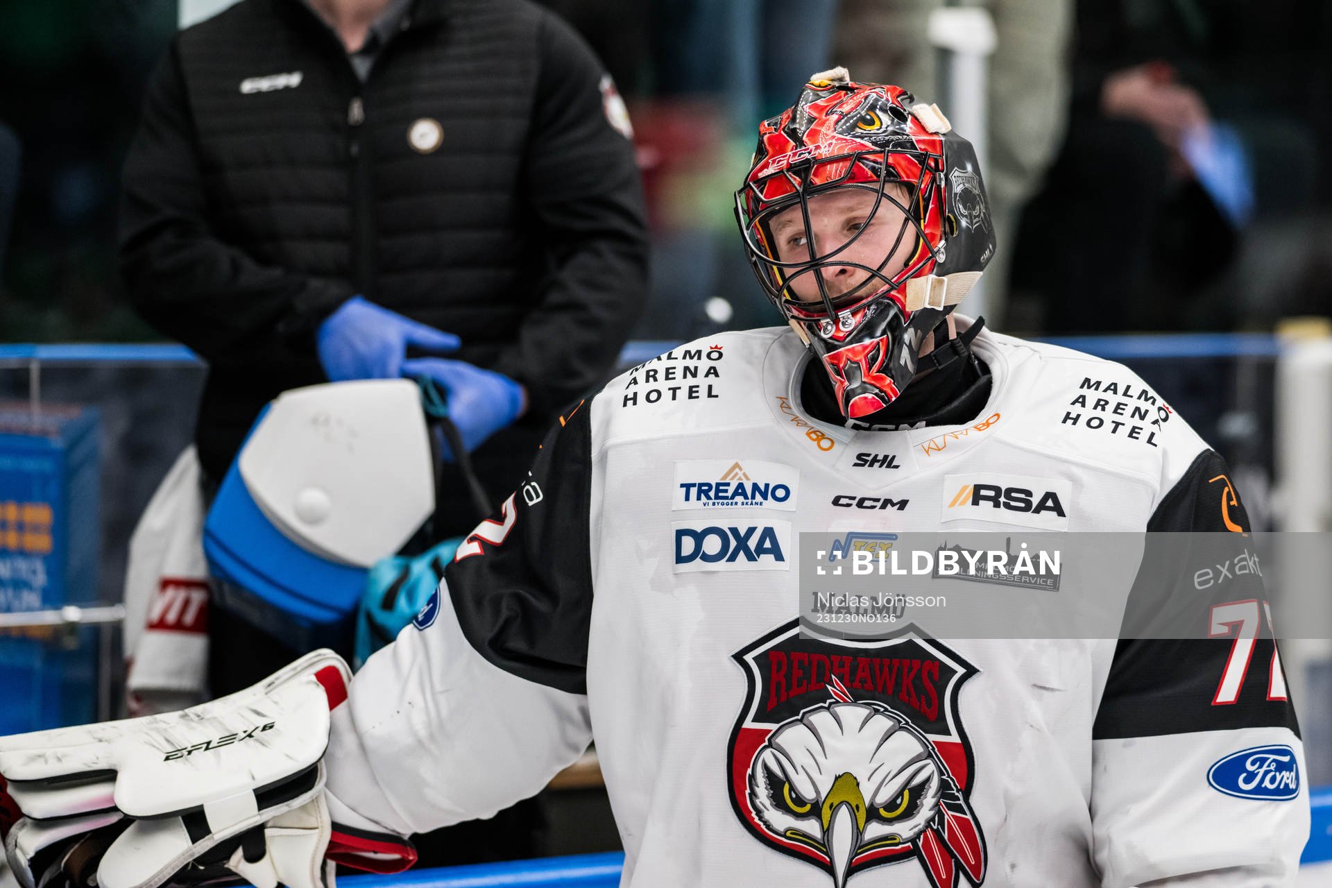 Malmö Redhawks målvakt Daniel Marmenlind  deppar