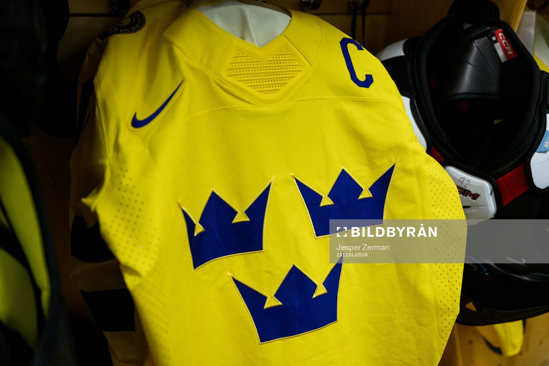 Swedish jerseys in the dressing room