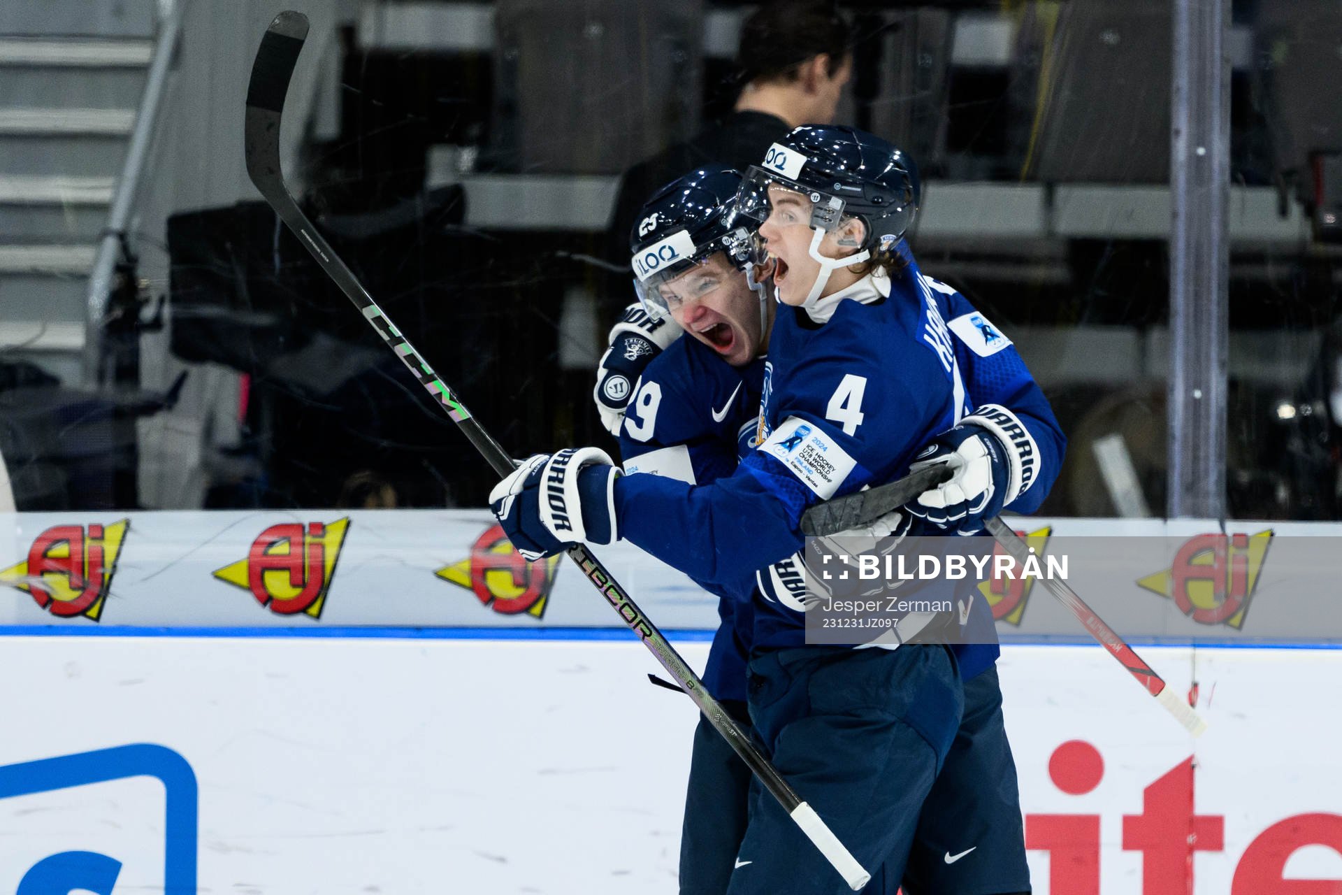 Lenni Hameenaho and Arttu Karki of Finland  celebrating