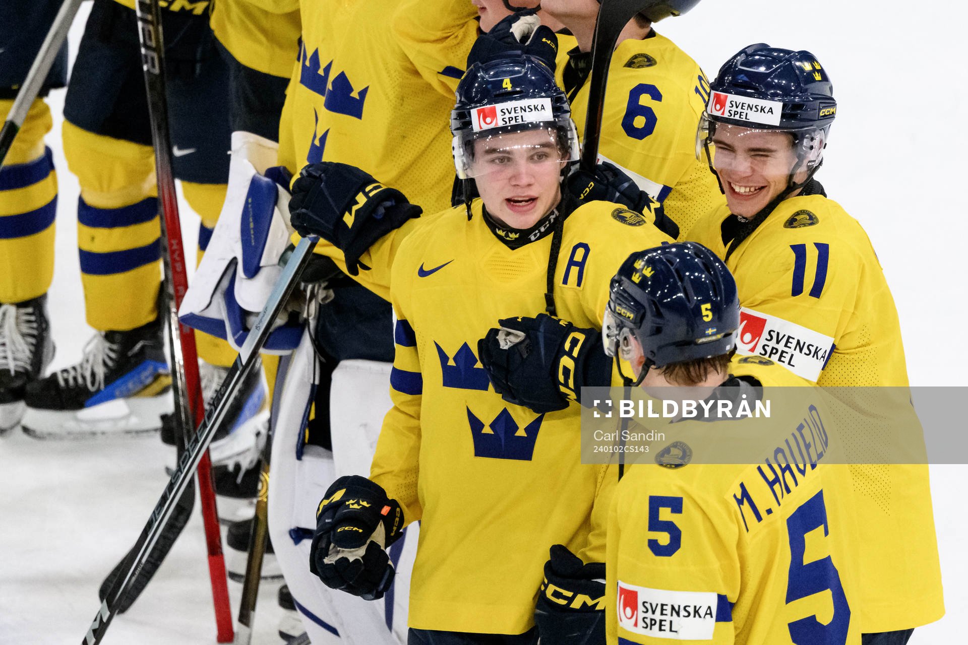 Axel Sandin-Pellikka and Isac Born of Sweden celebrate