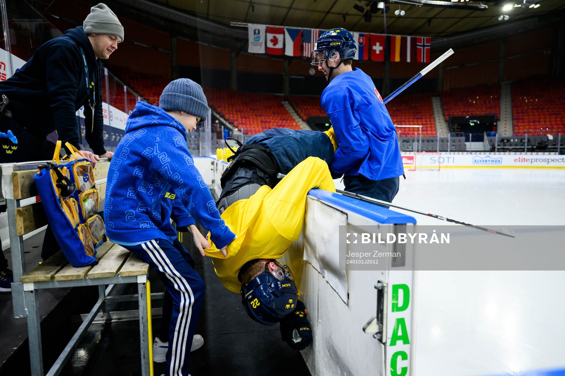 Anton Wahlberg and Anton Johansson of Sweden at a practice
