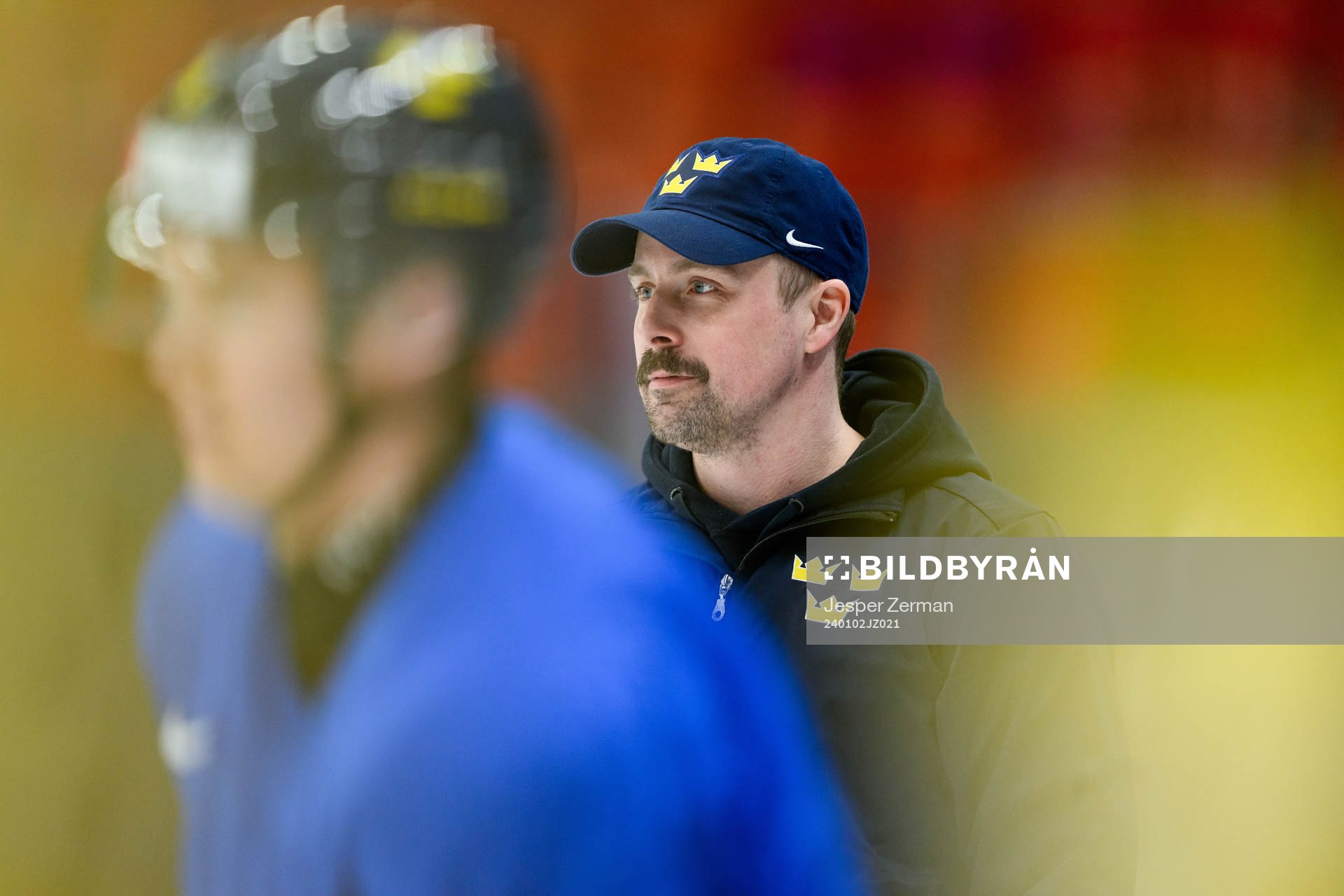 Assistant coach Pierre Johnsson of Sweden at a practice