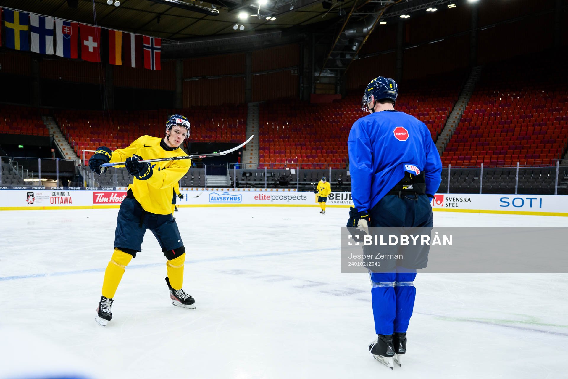Anton Wahlberg and Anton Johansson of Sweden at a practice