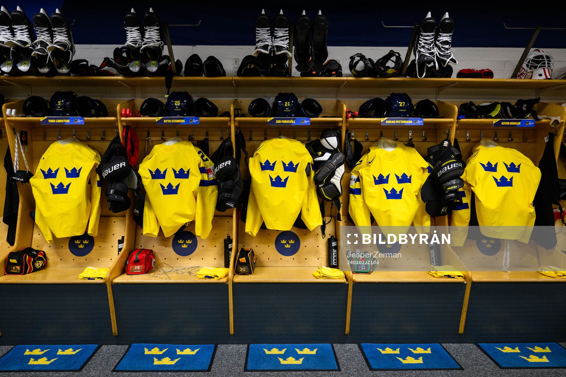 Sweden’s jerseys in the dressing room