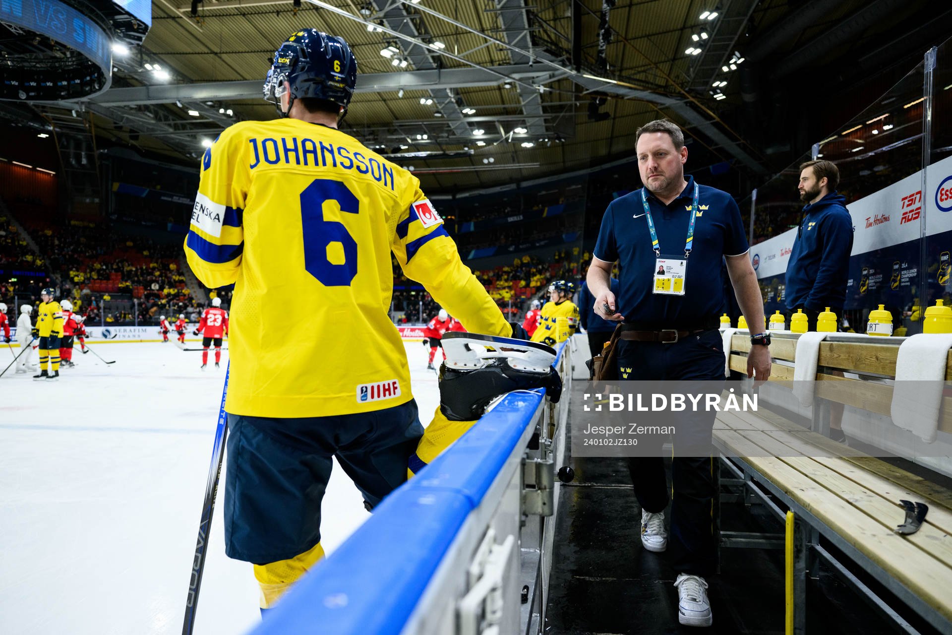 Anton Johansson and Equipment manager Daniel Nilsson of
