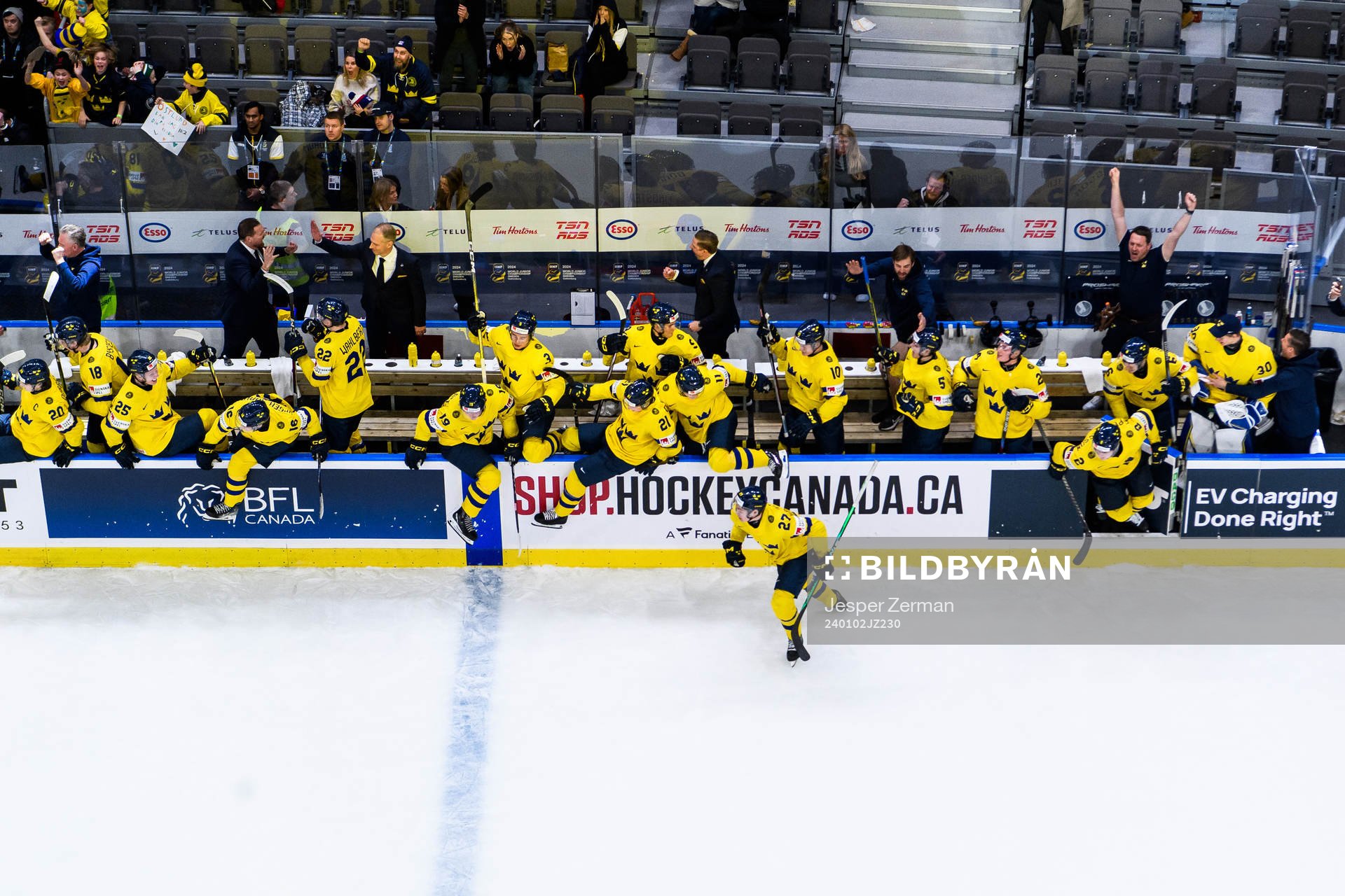 Players and coaching staff of Sweden celebrate