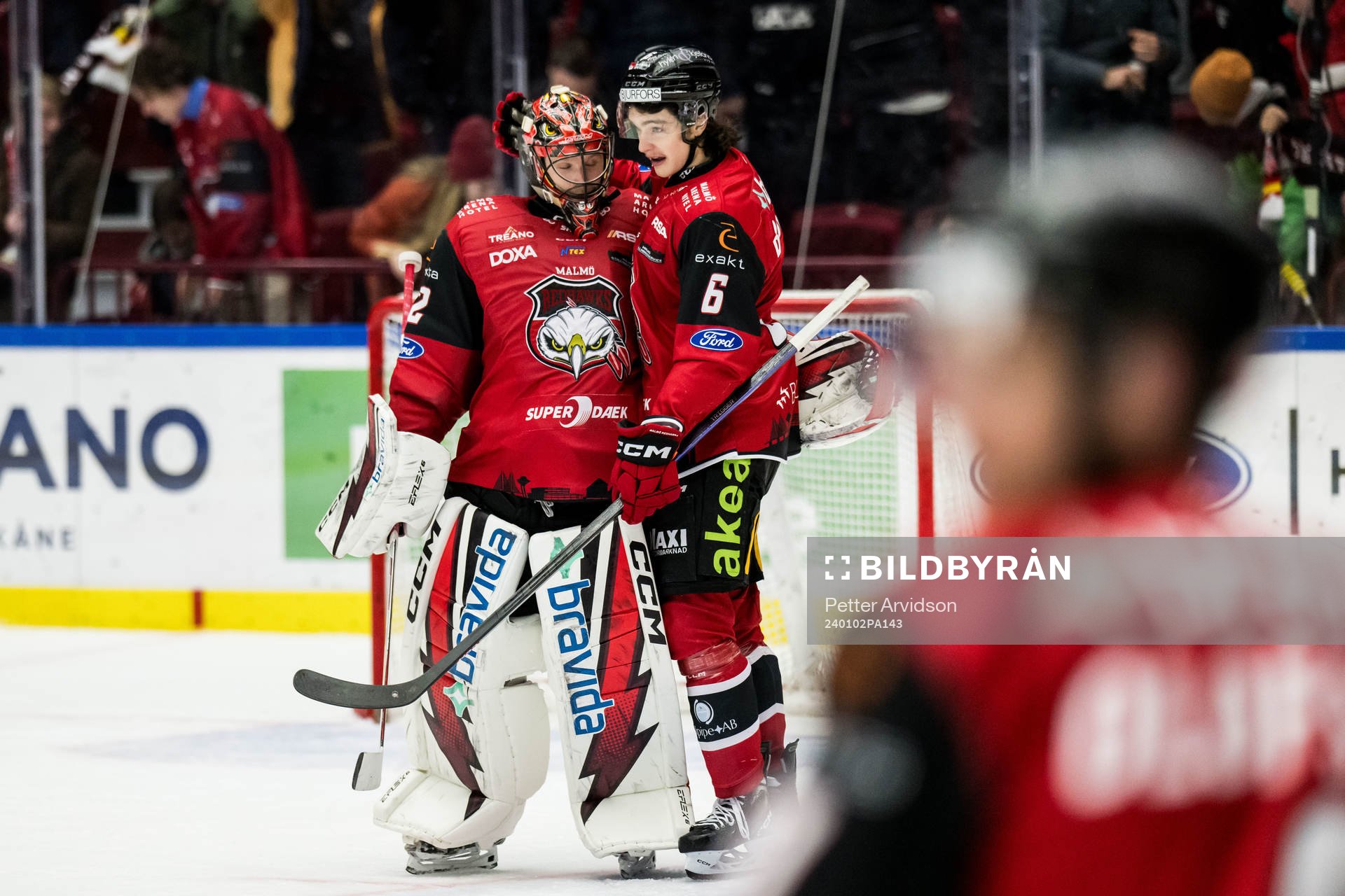Malmö Redhawks målvakt Daniel Marmenlind och Dominik