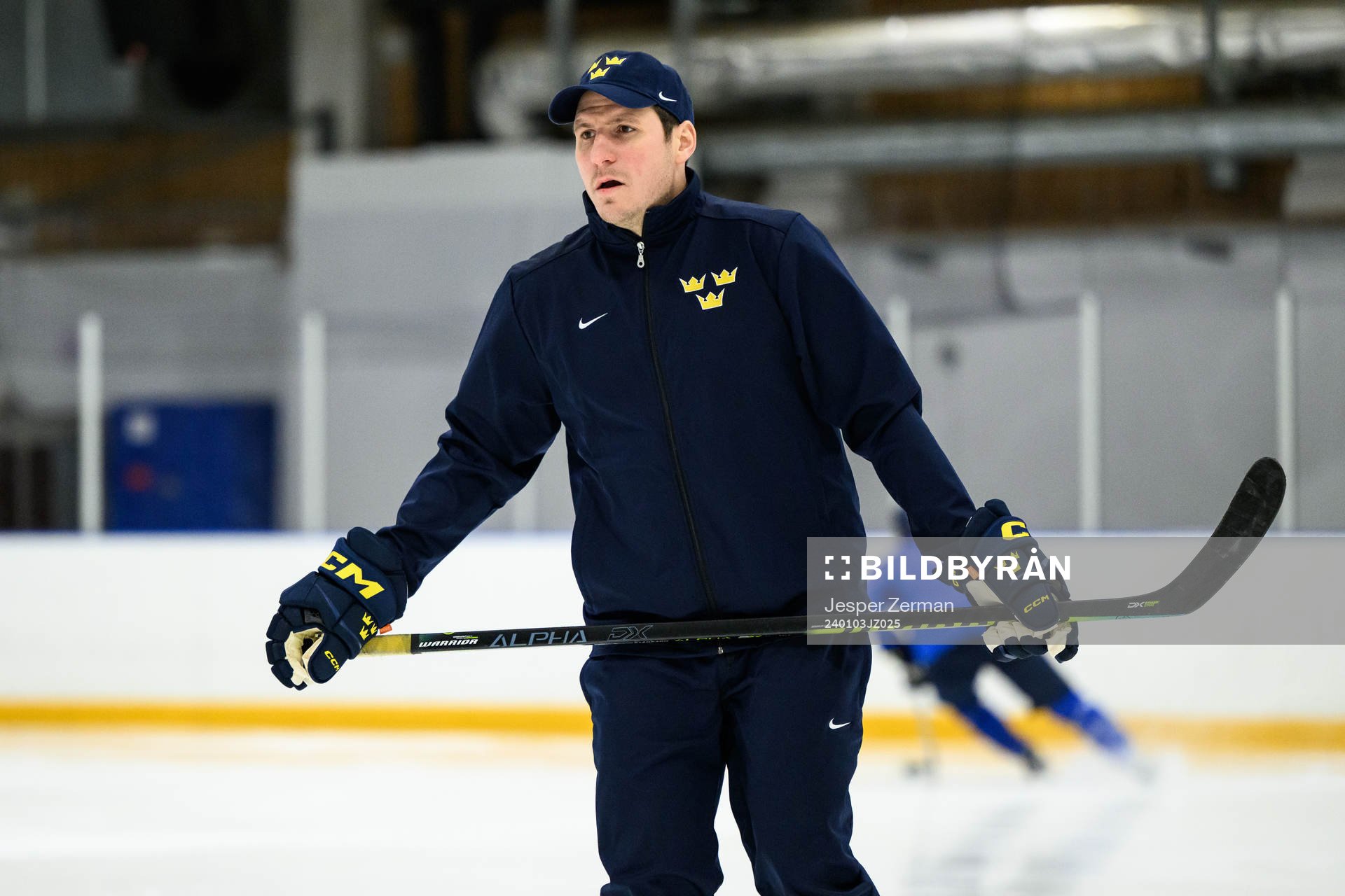 Assistant coach Alexander Steen of Sweden at a practice