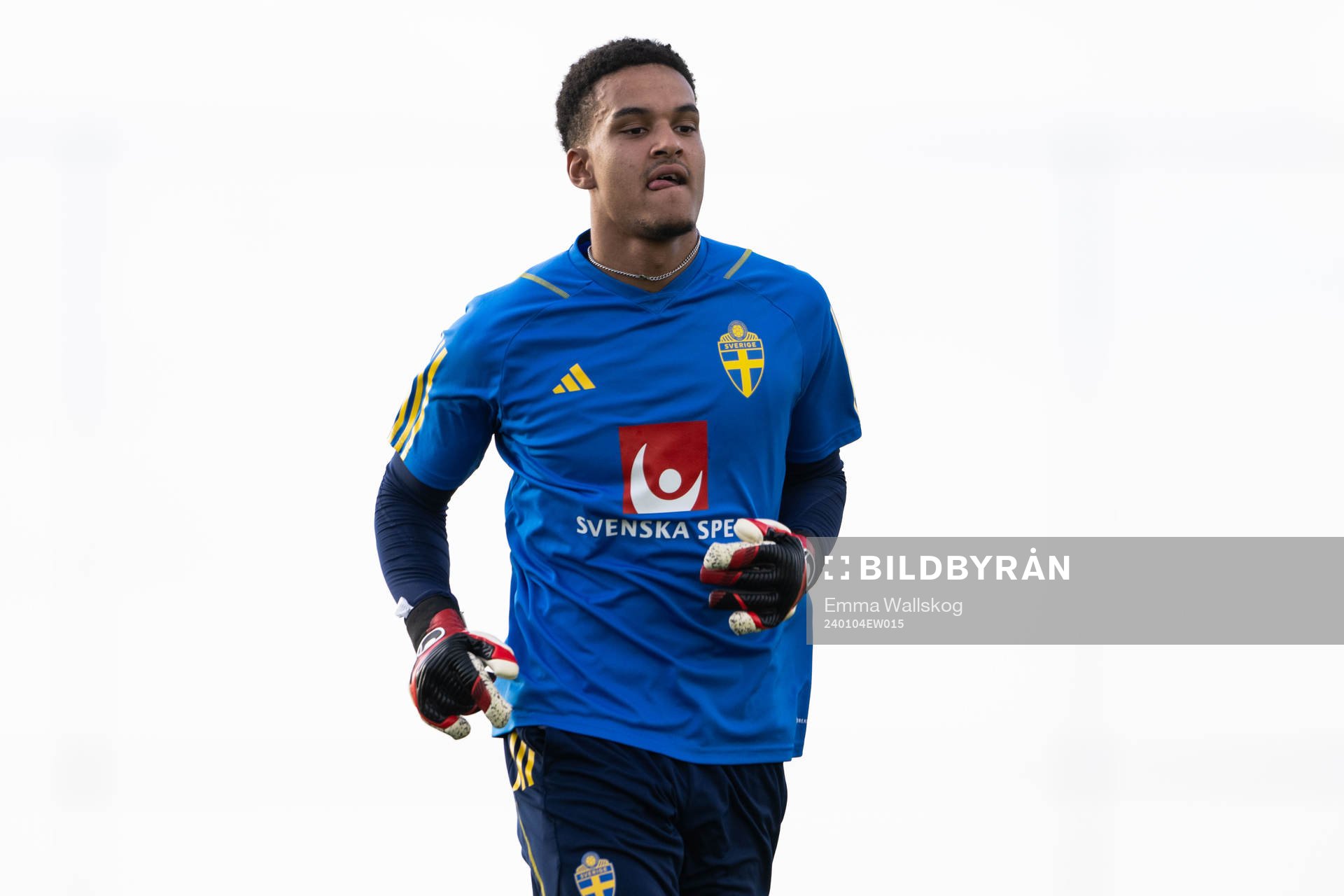 Goalkeeper Oliver Dovin of the Swedish men's football