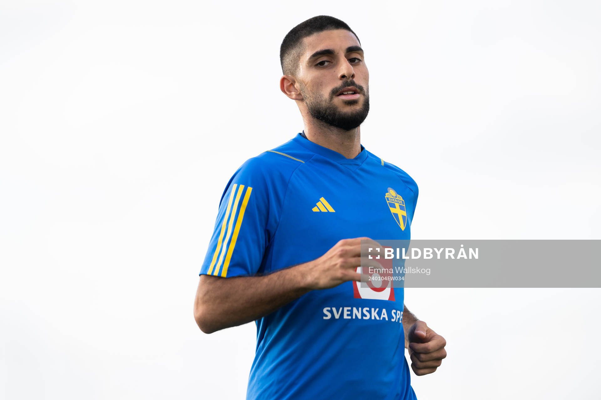 Rami Al Hajj of the Swedish men's football national team at a training session on January 4, 2024 in Paphos. 