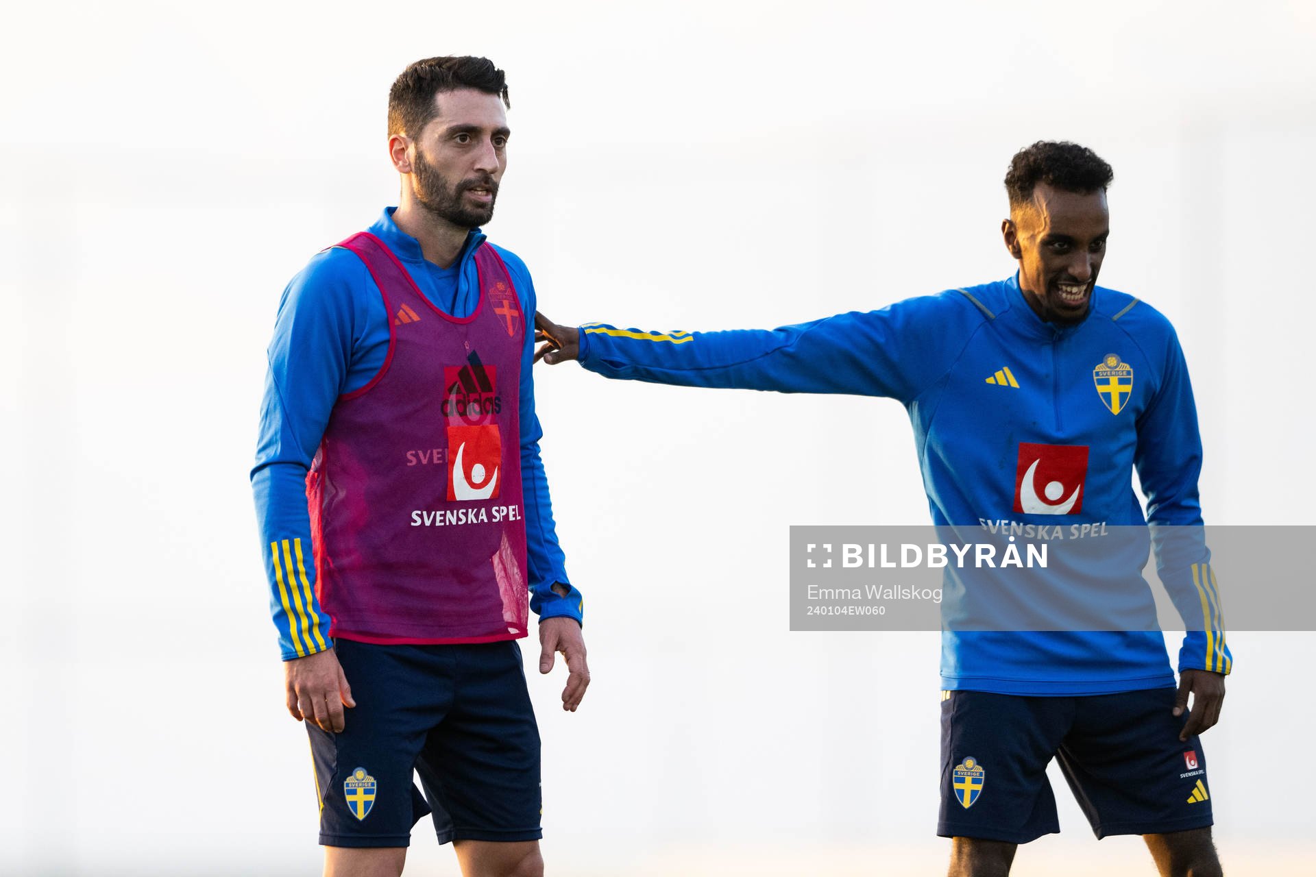 Nahir Besara and Taha Ali of the Swedish men's football national team at a training session on January 4, 2024 in Paphos. 