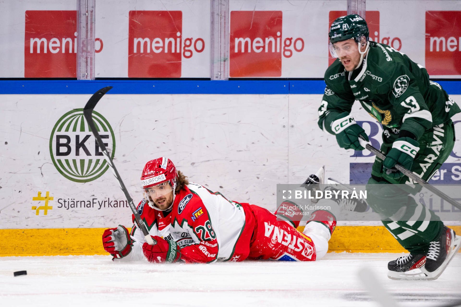 Frölundas Adam Brodecki och Färjestads Joel Kellman