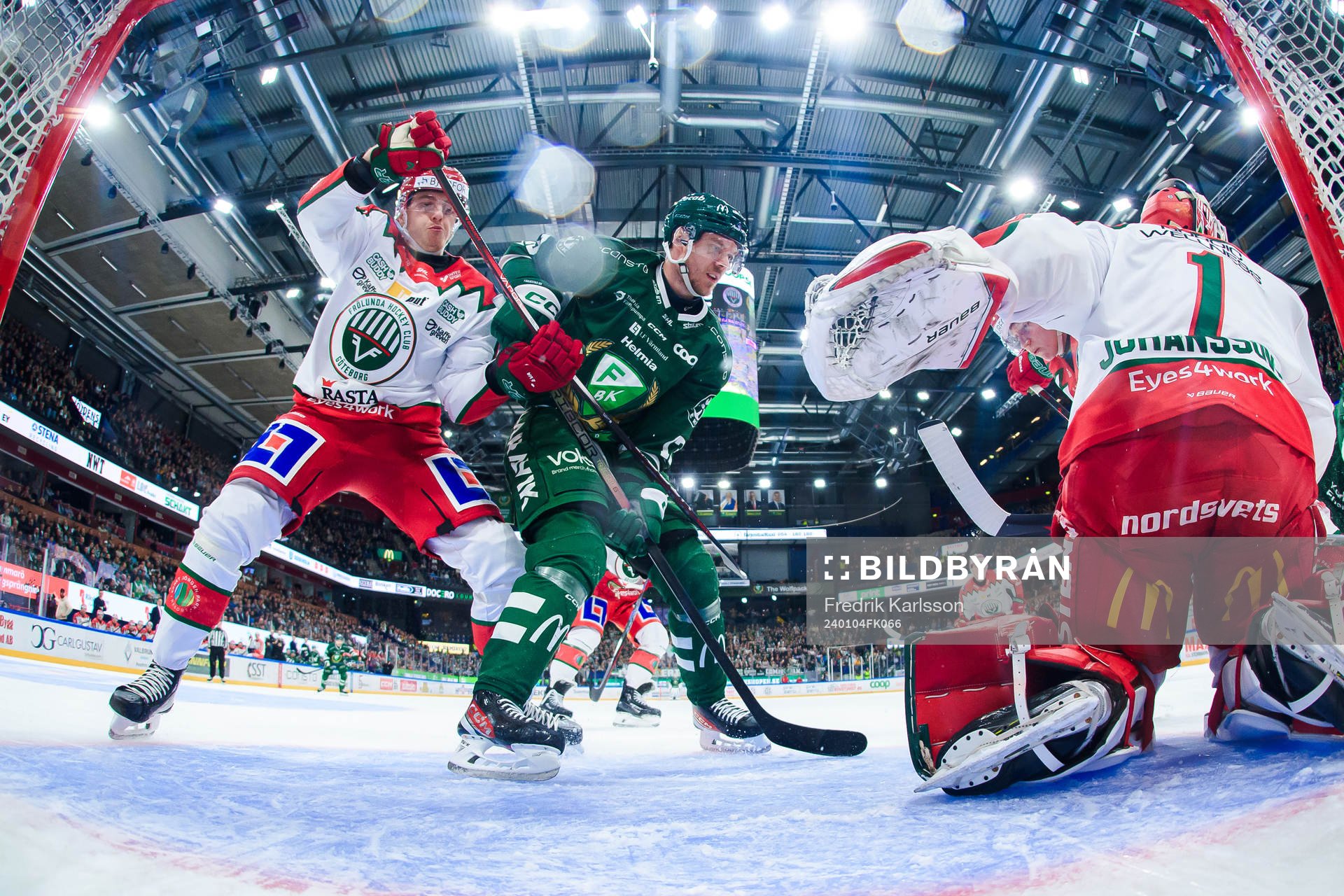 Frölundas Linus Högberg och Färjestads Joel Kellman