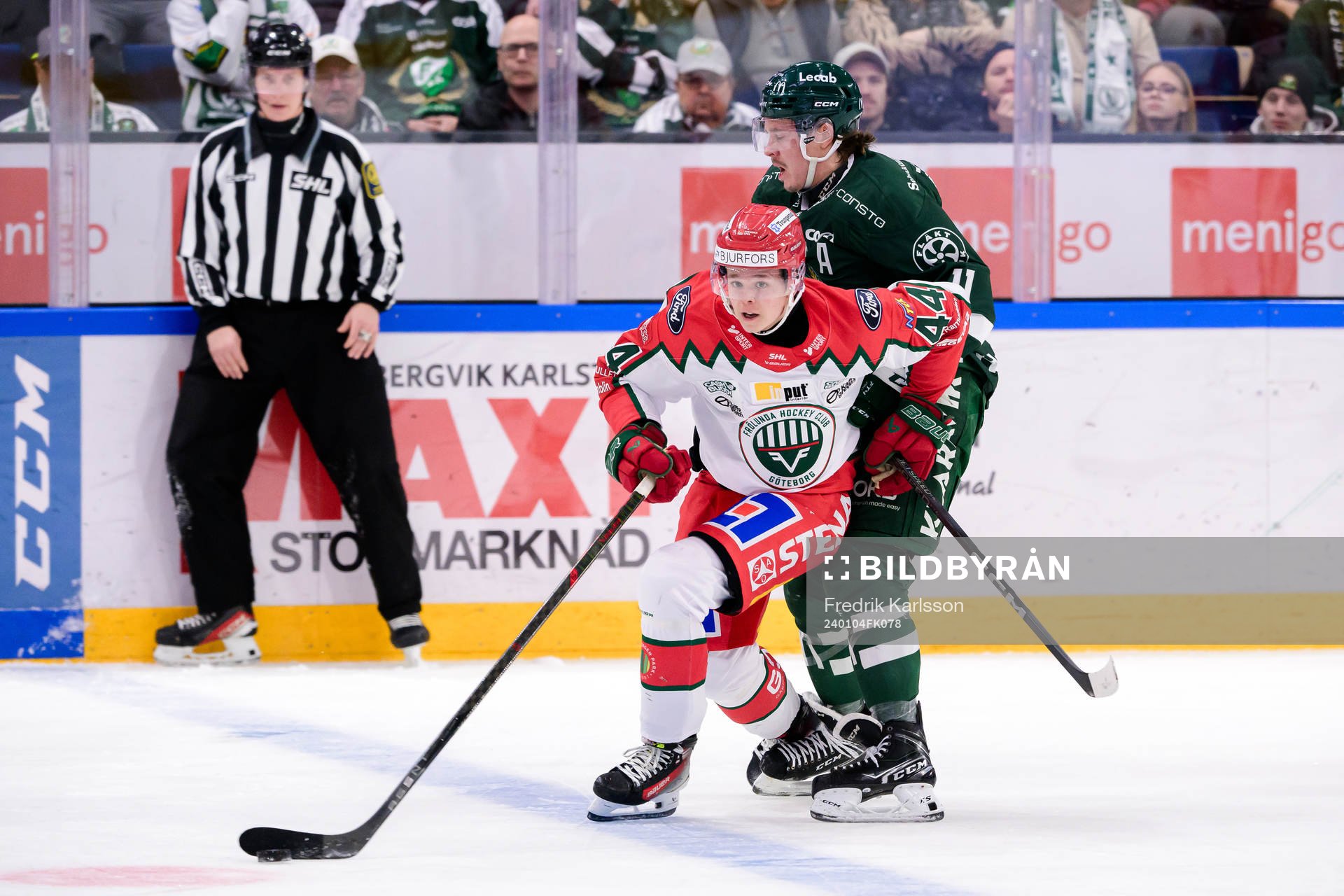 Frölundas Noah Dower Nilsson och Färjestads Joakim Nygård