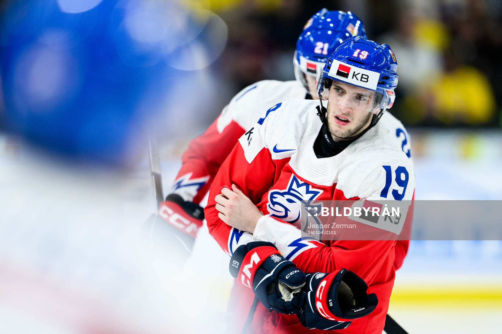 Ondrej Becher of Czech Republic in pain