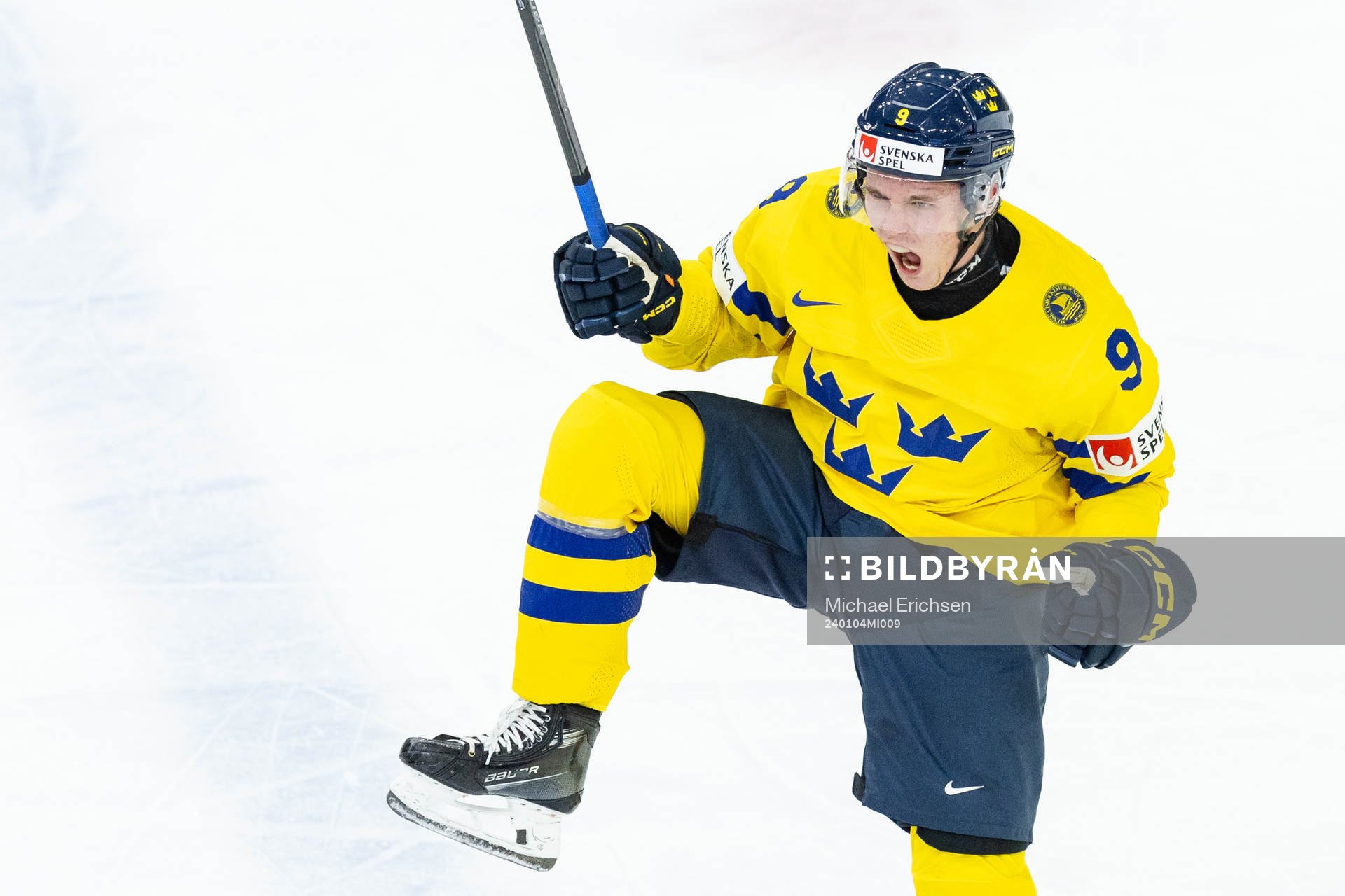 Theo Lindstein of Sweden celebrates the 1-1 goal