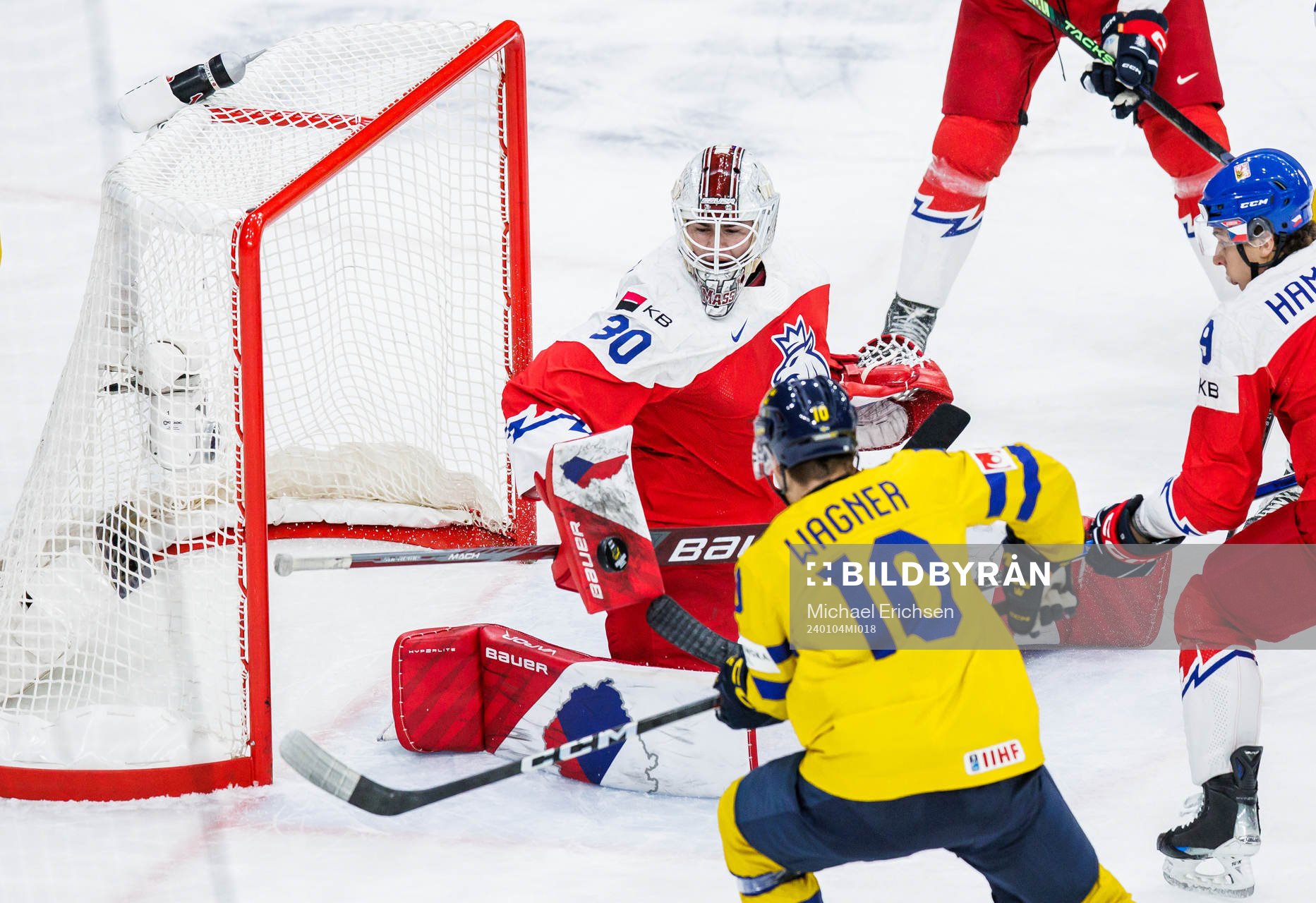 Goaltender Michael Hrabal of Czech Republic and Fabian