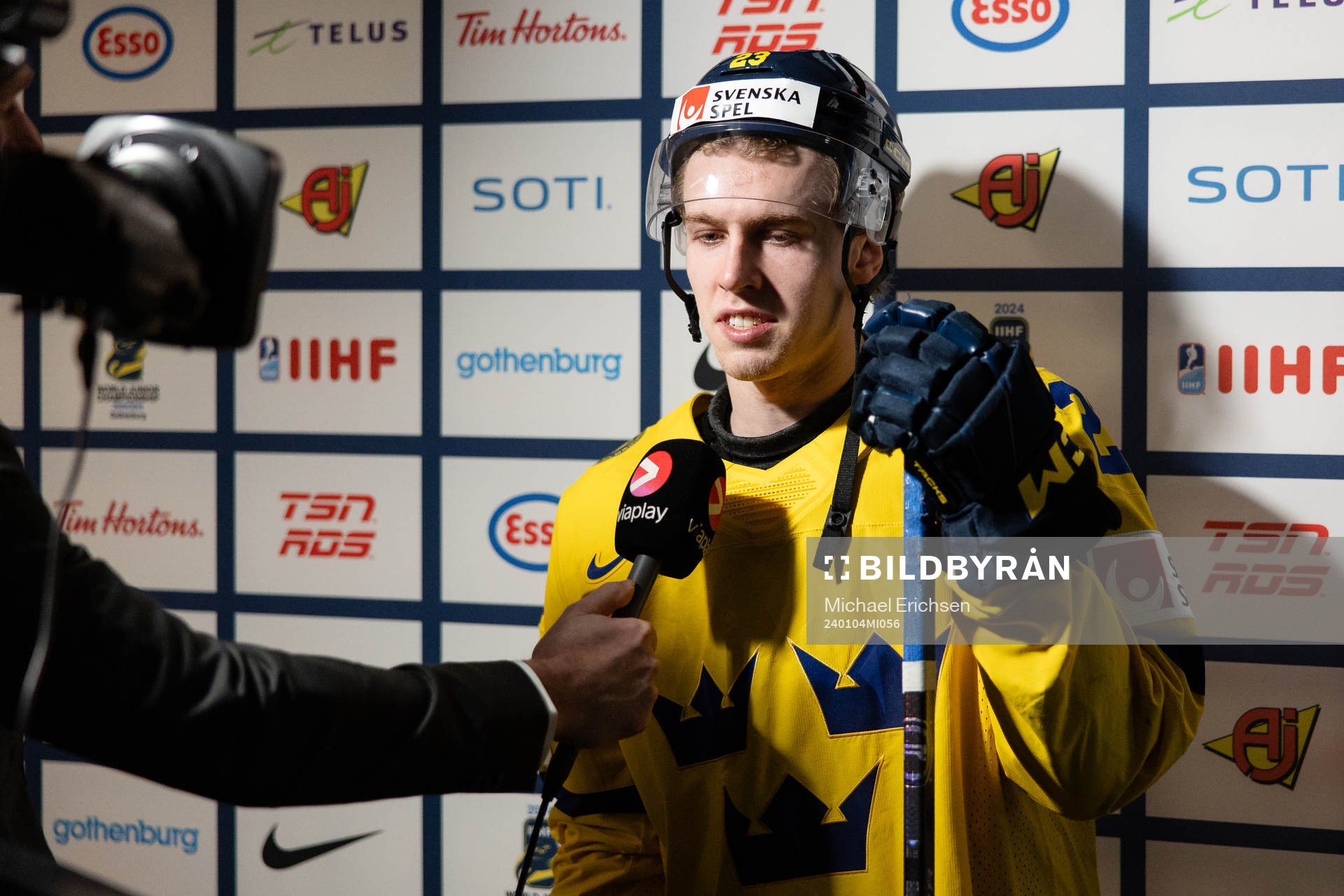 Jonathan Lekkerimäki of Sweden is interviewed