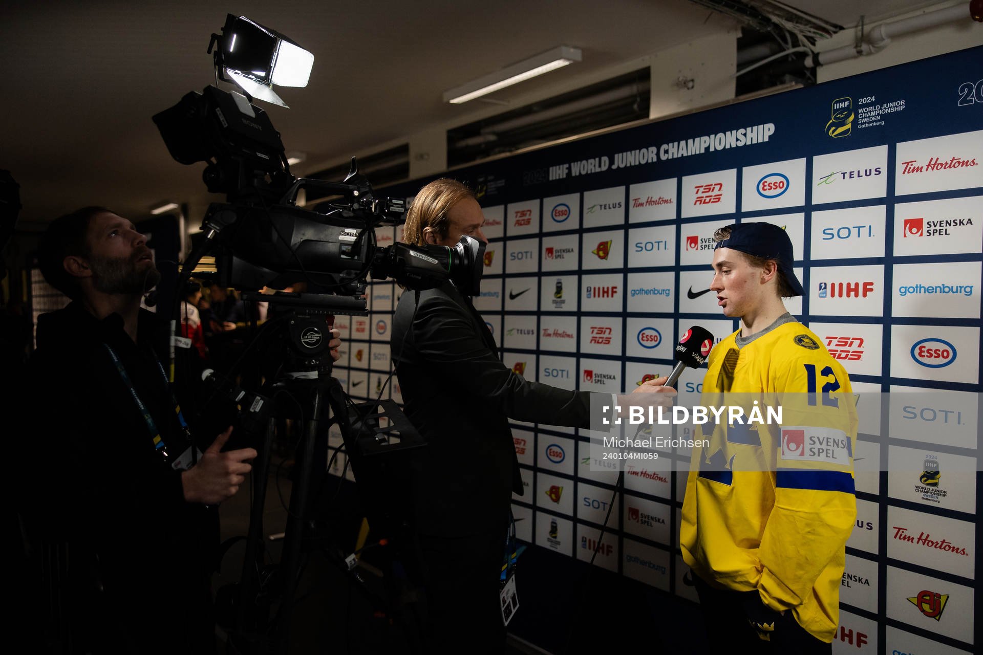 Noah Östlund of Sweden is interviewed