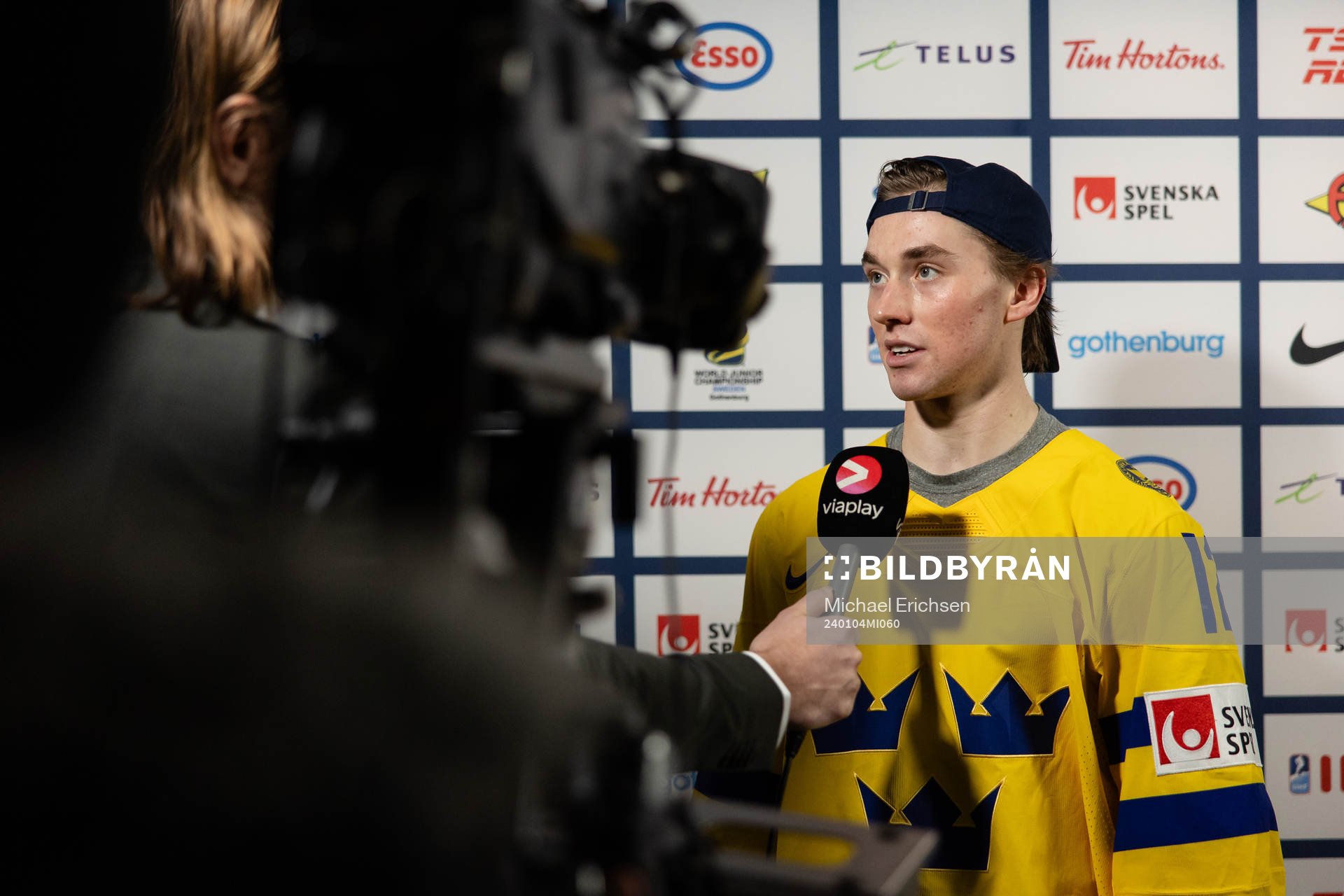 Noah Östlund of Sweden is interviewed
