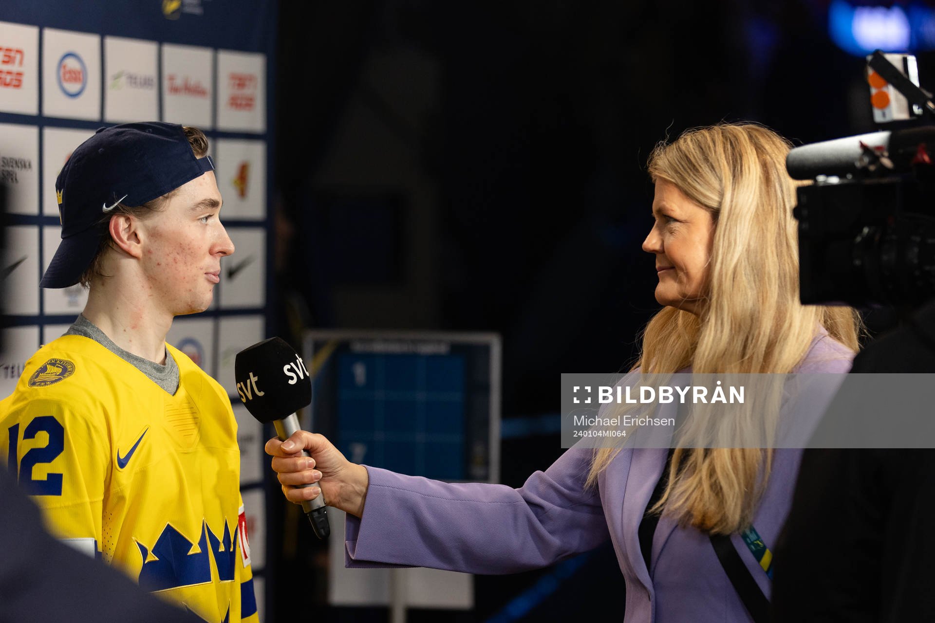 Noah Östlund of Sweden is interviewed