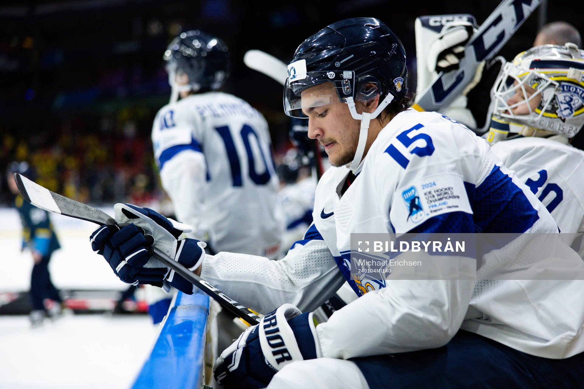 Jesse Pulkkinen of Finland looks dejected