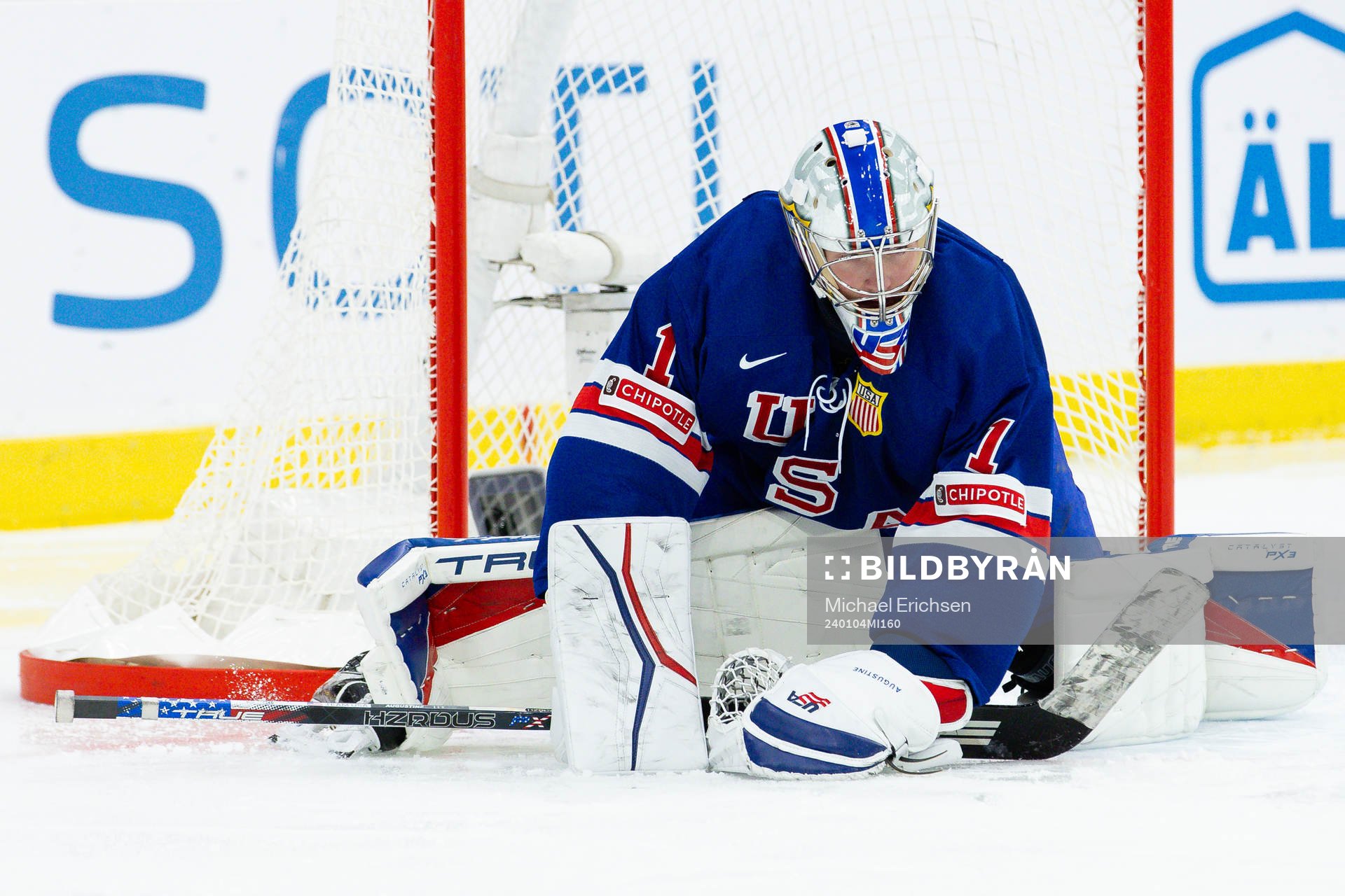 Goaltender Trey Augustine of USA