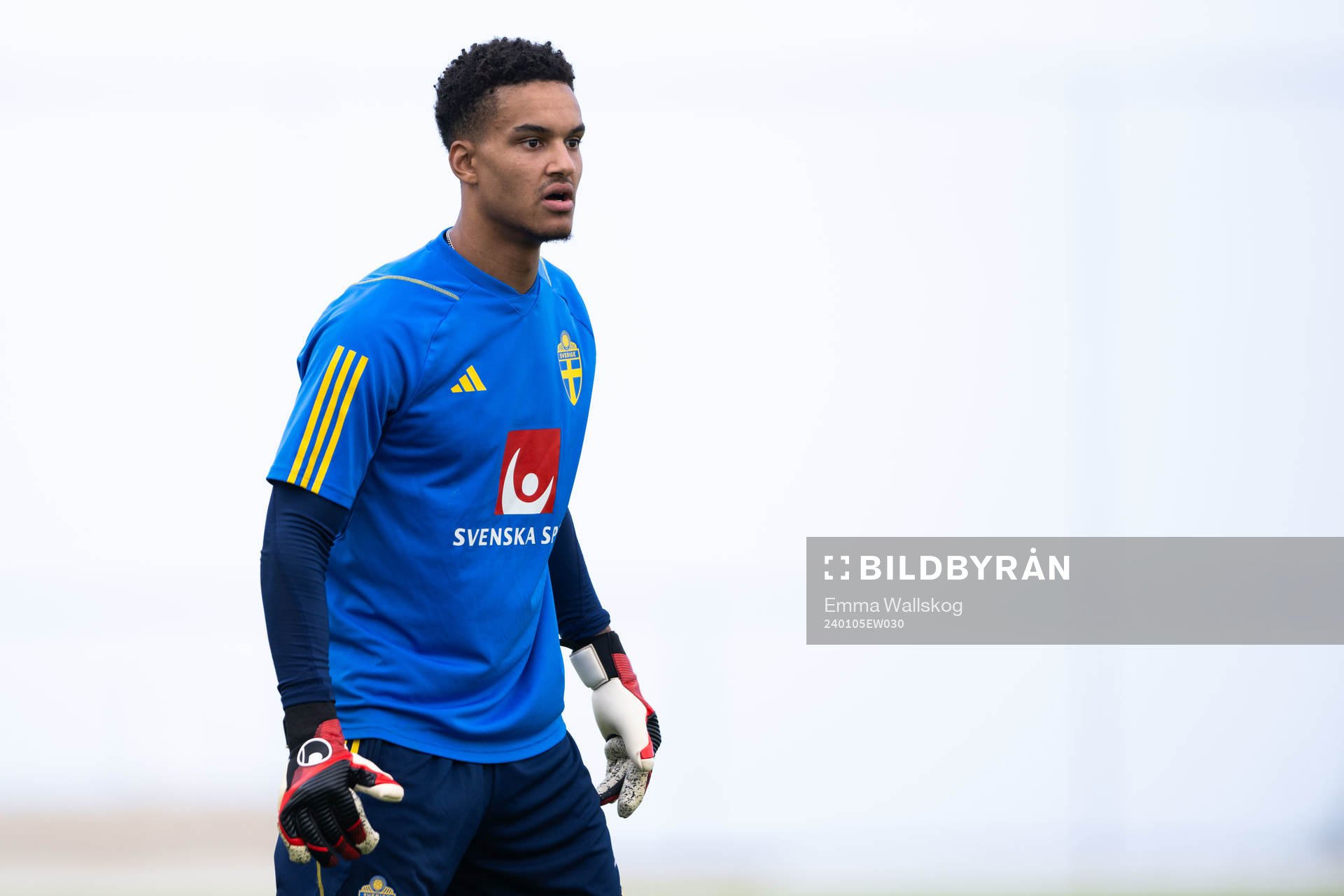 Goalkeeper Oliver Dovin of the Swedish men's football