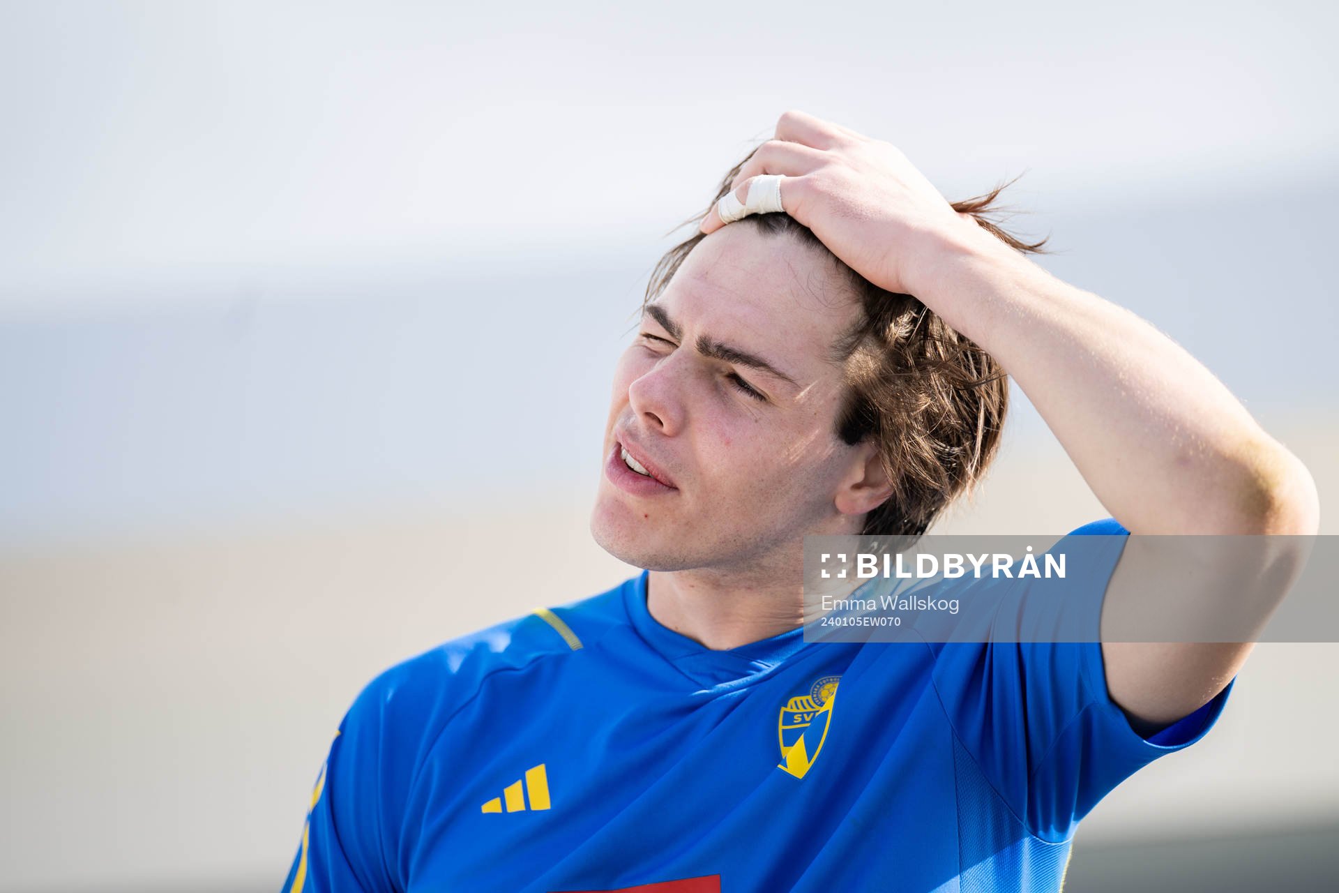 Goalkeeper Jacob Widell Zetterström of the Swedish men's football national team in mixed zone after a training session on January 5, 2024 in Paphos.