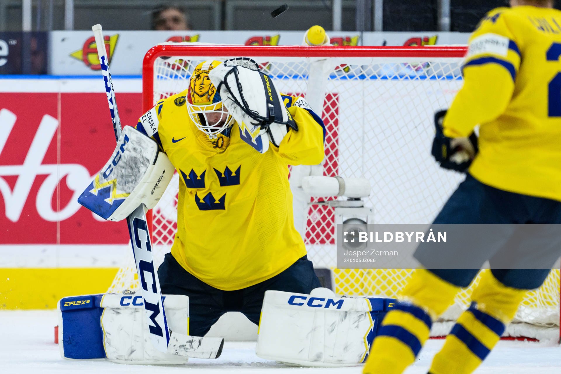 Goaltender Hugo Hävelid of Sweden