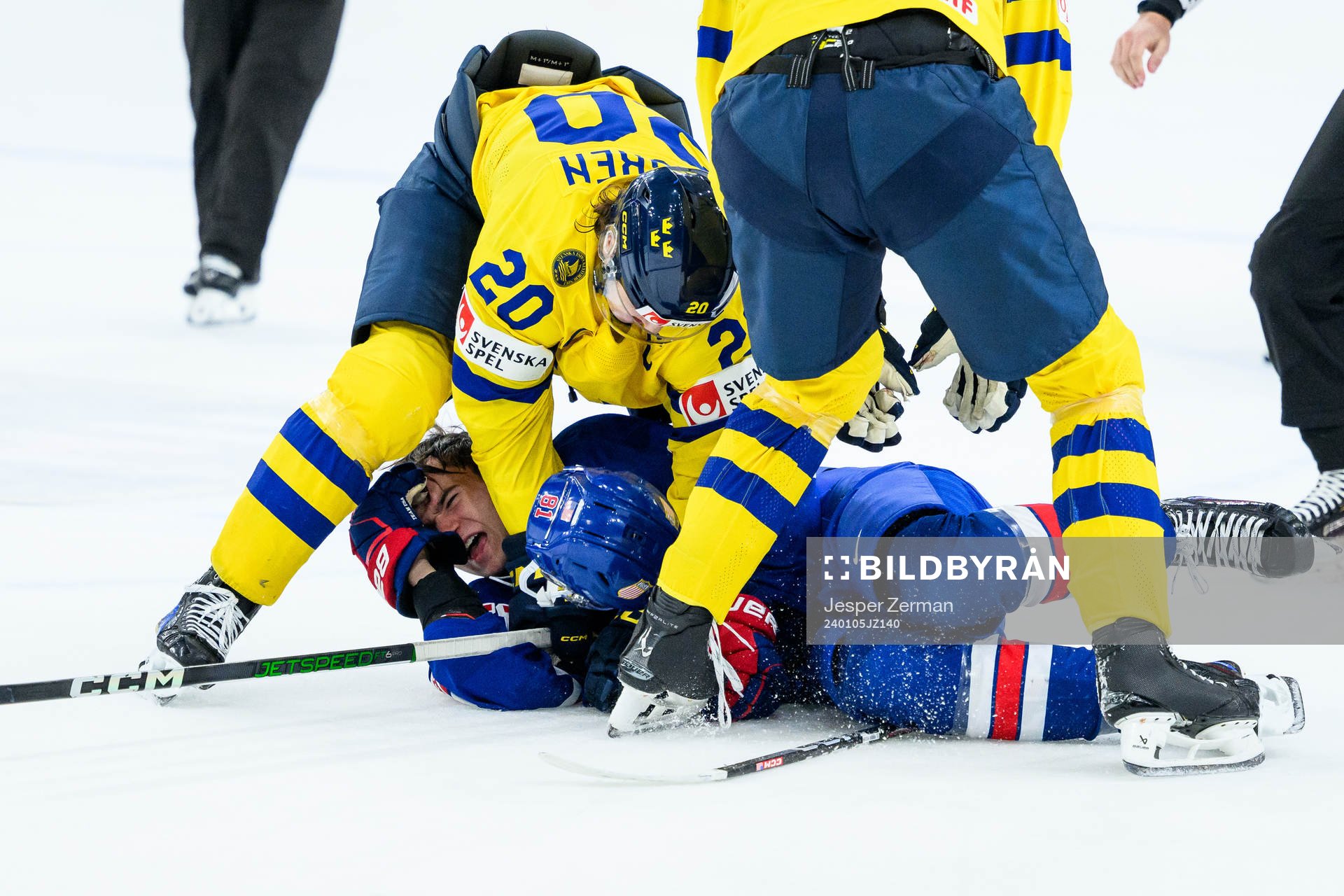 Liam Öhgren and Anton Johansson of Sweden against Lane