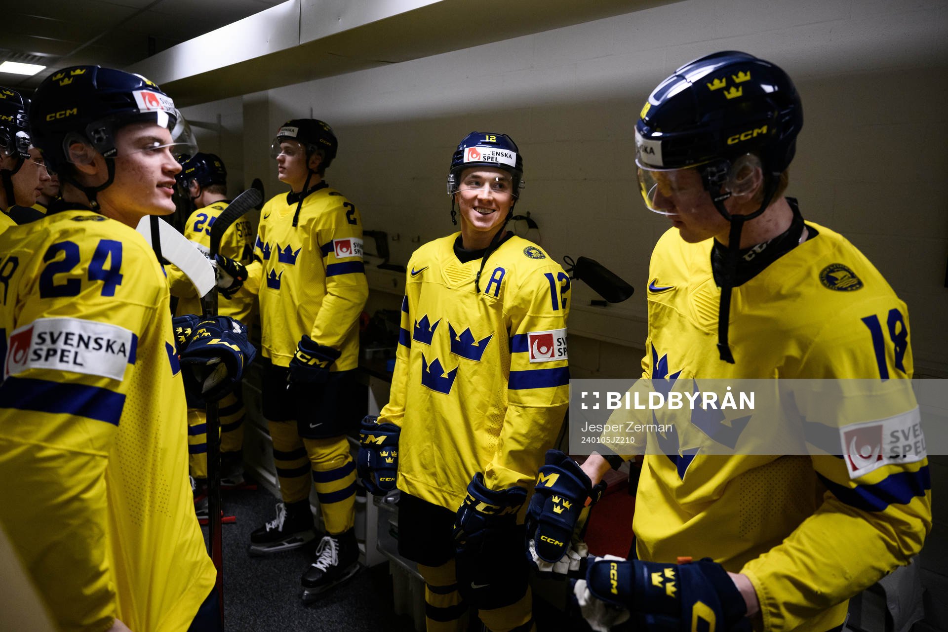 Tom Willander, Noah Östlund and Filip Bystedt of Sweden