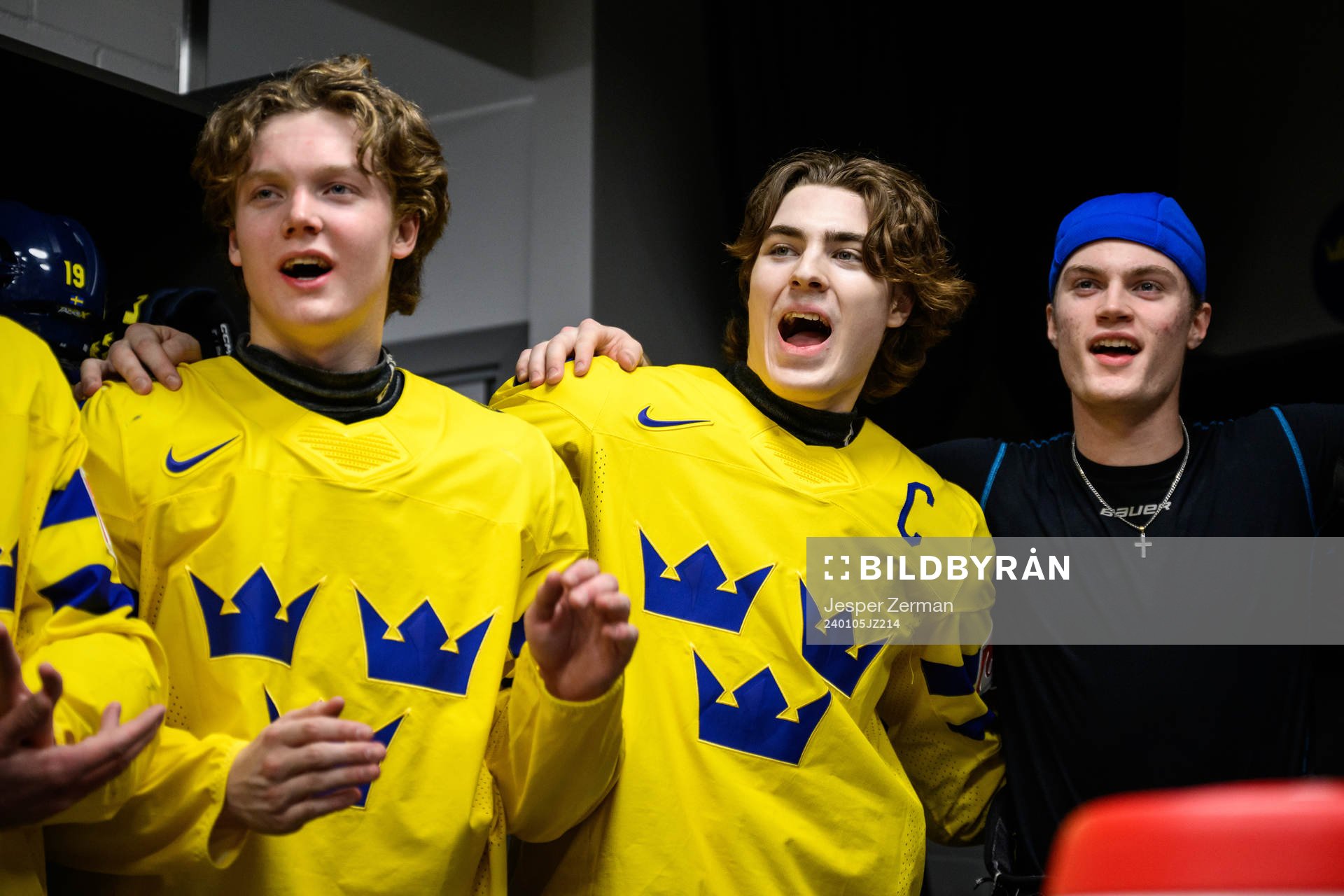 Rasmus Rudslätt, Liam Öhgren and Tom Willander of Sweden