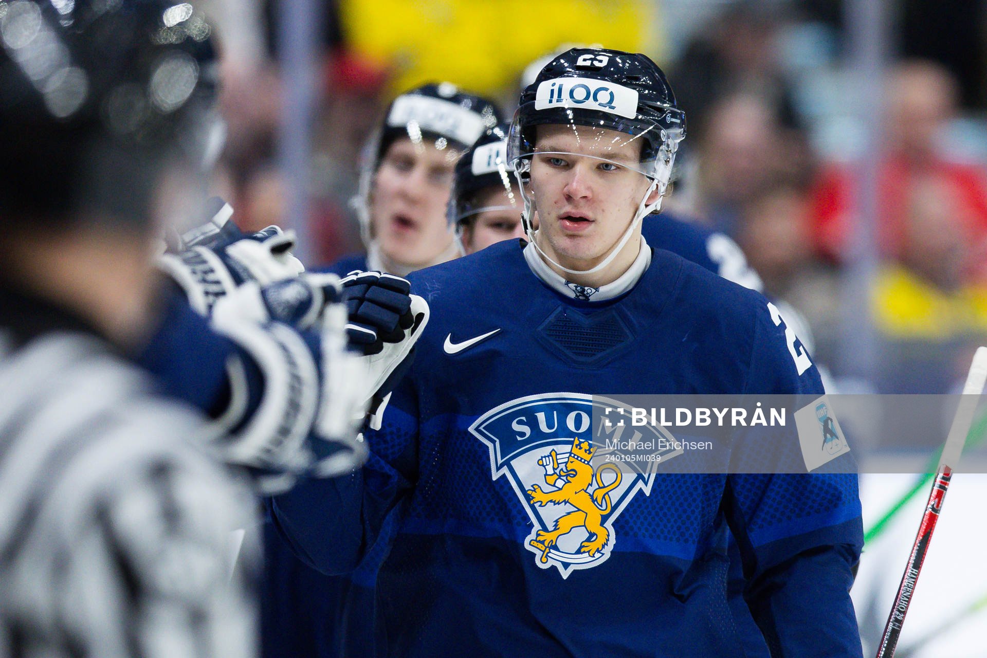 Lenni Hameenaho of Finland celebrates the 2-5 goal