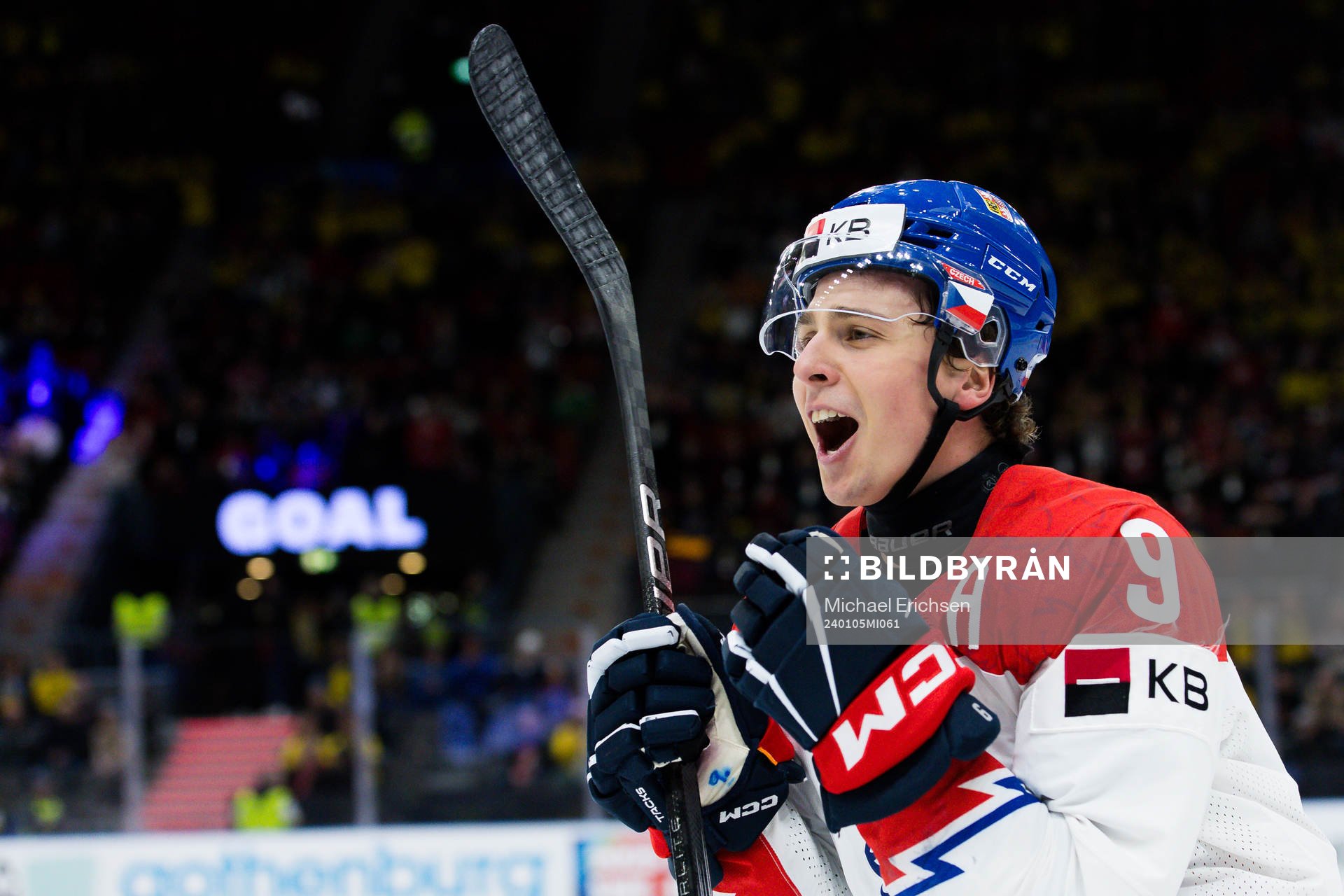 Tomas Hamara of Czech Republic celebrates the 6-5 goal