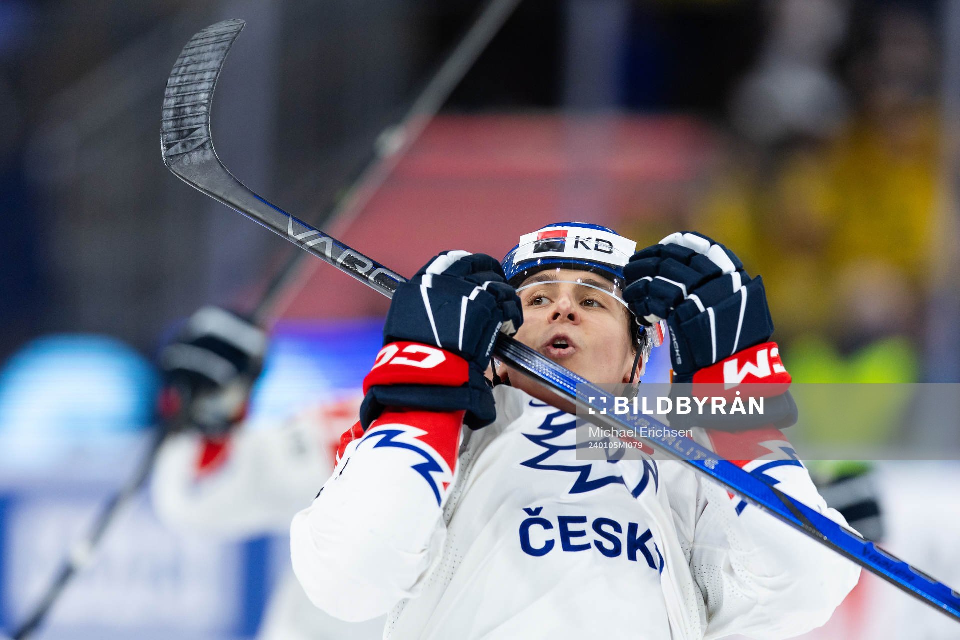 Tomas Hamara of Czech Republic celebrates the 6-5 goal