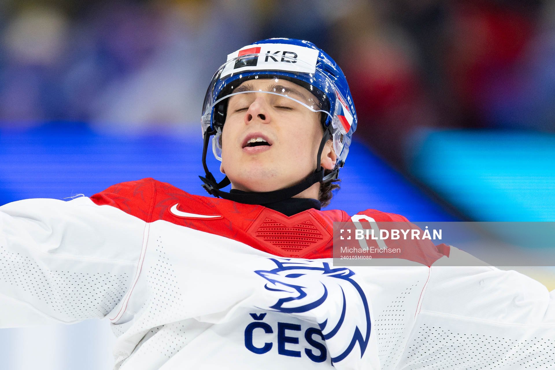 Tomas Hamara of Czech Republic celebrates the 6-5 goal