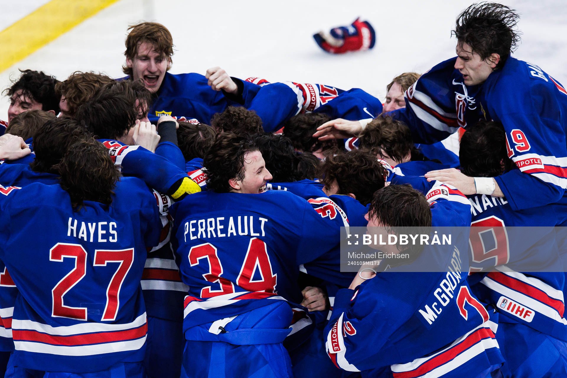 Gabe Perreault of USA celebrates