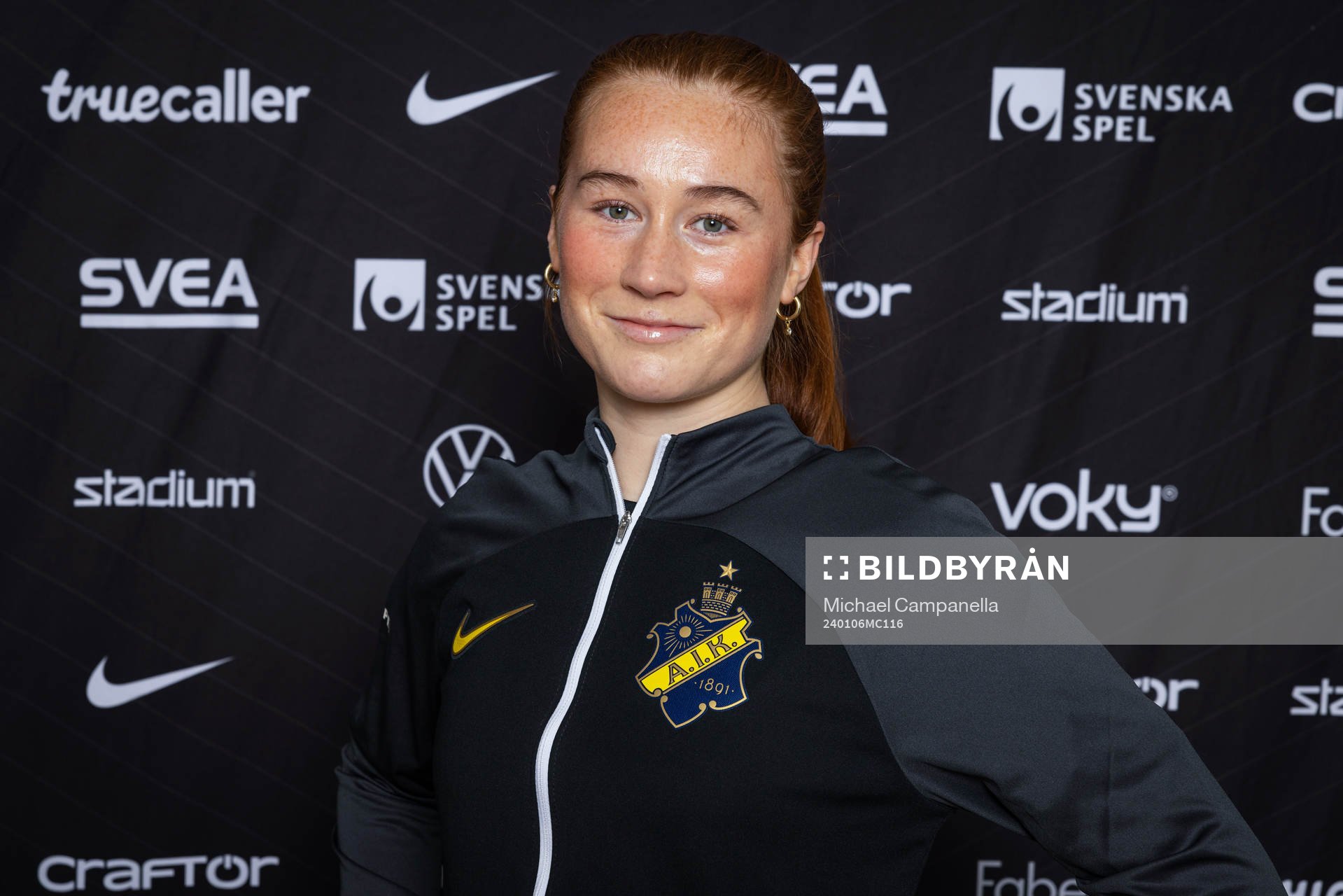 AIKs nyförvärv Ella Reidy poserar för porträtt den 6 januari 2024 i Stockholm. 