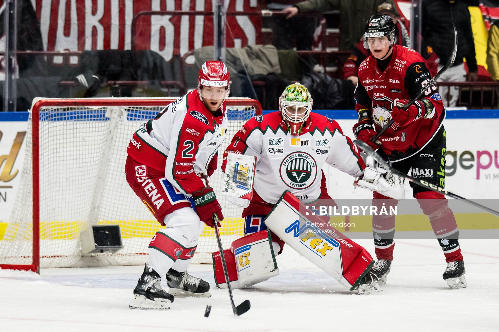 Frölundas Christian Folin och målvakt Lars Johansson och