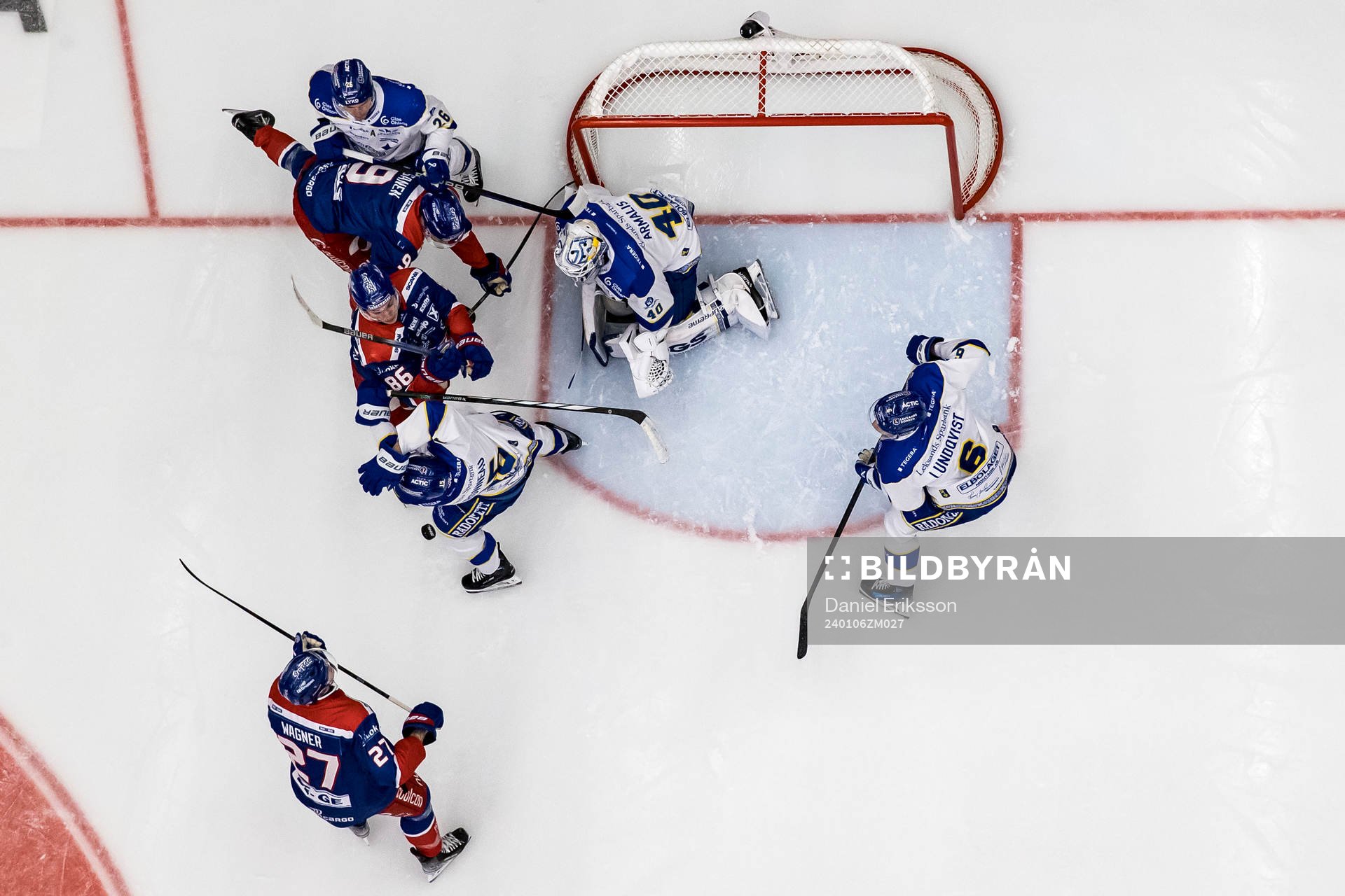 Leksands Patrik Norén och målvakt Mantas Armalis och Max