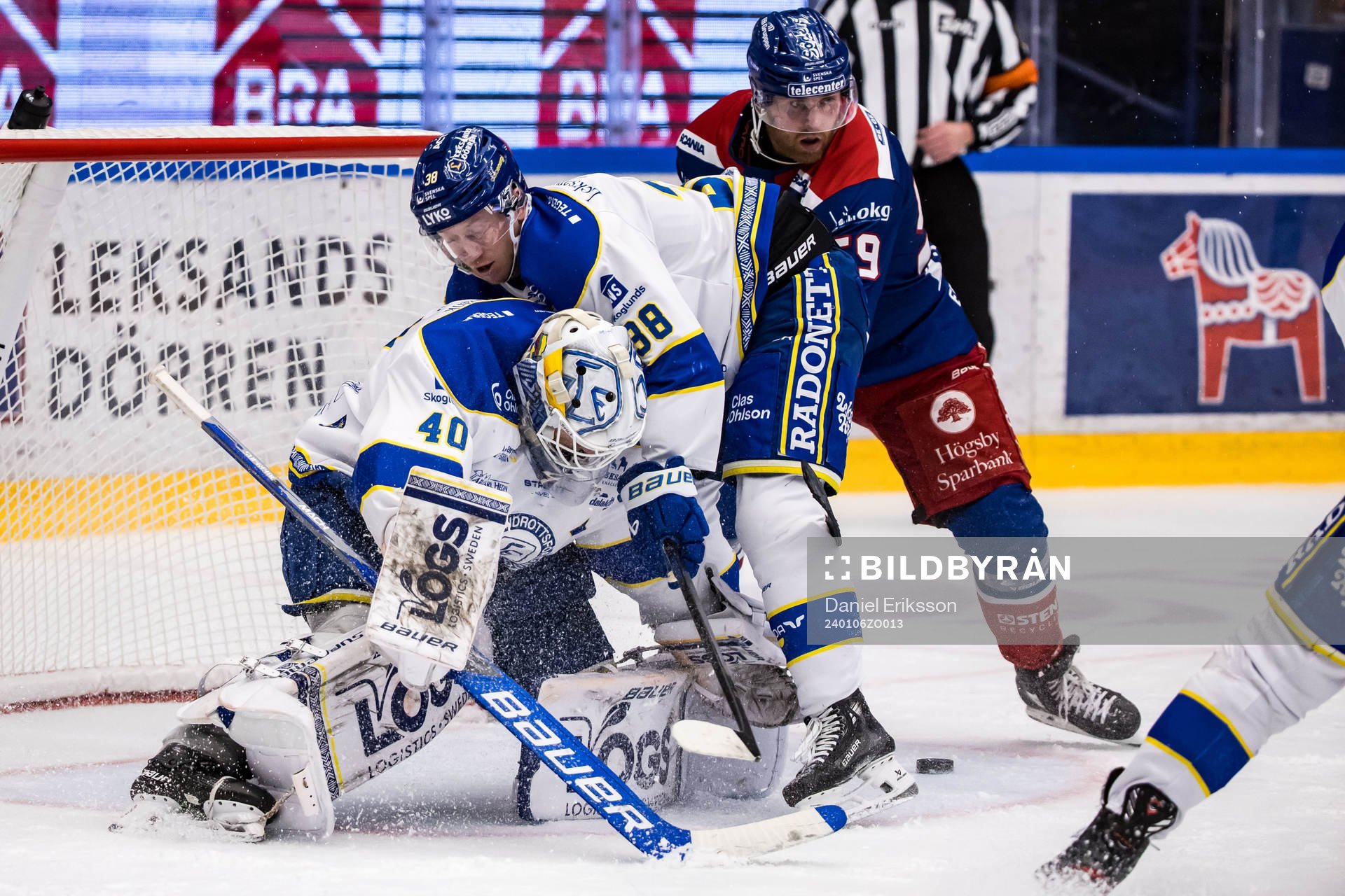 Leksands målvakt Mantas Armalis och Olle Alsing och