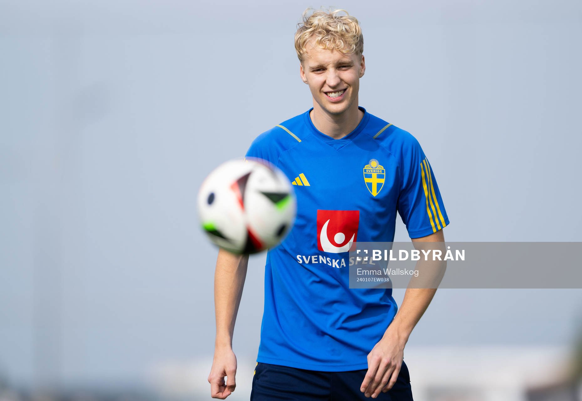 Victor Larsson of the Swedish men's football national team at a training session on January 7, 2024 in Paphos. 