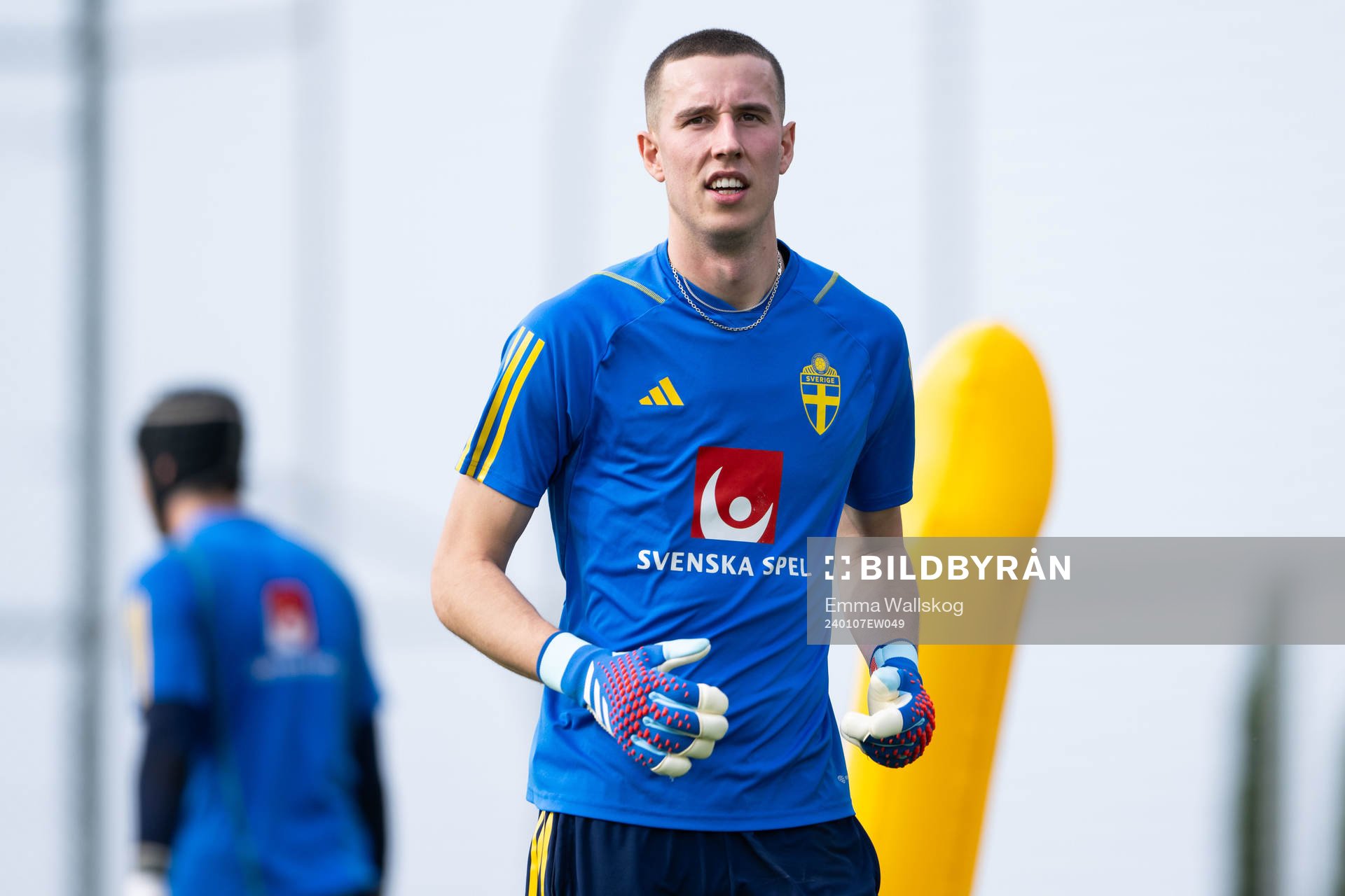 Goalkeeper Samuel Brolin of the Swedish men's football