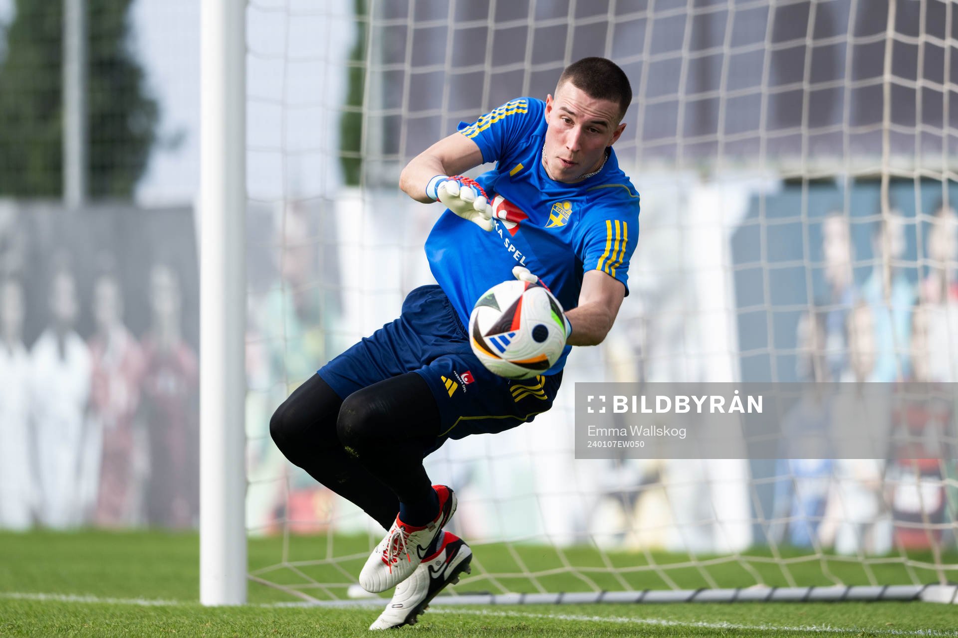 Goalkeeper Samuel Brolin of the Swedish men's football