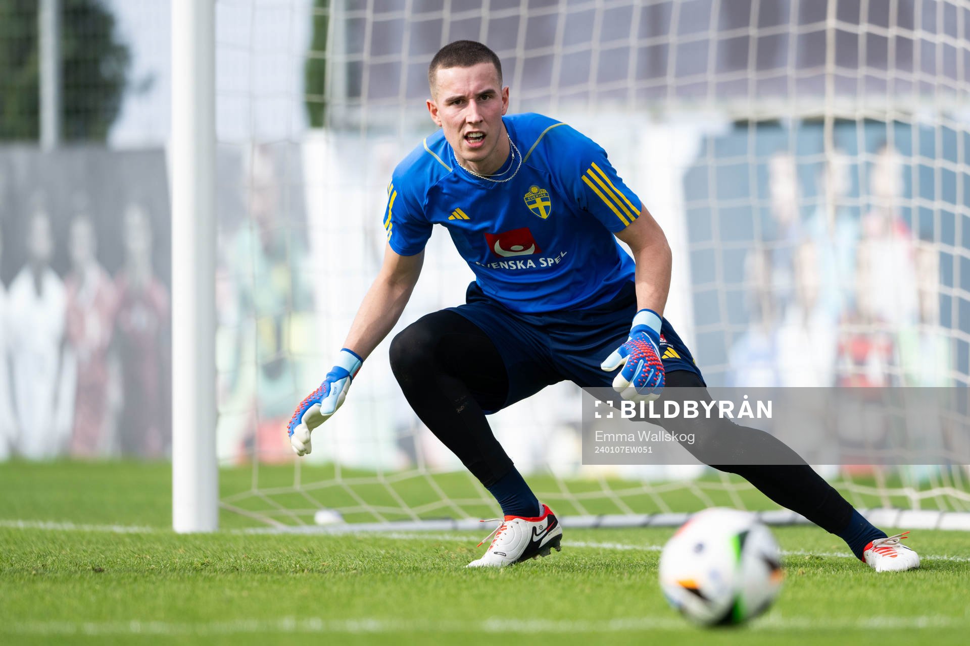 Goalkeeper Samuel Brolin of the Swedish men's football