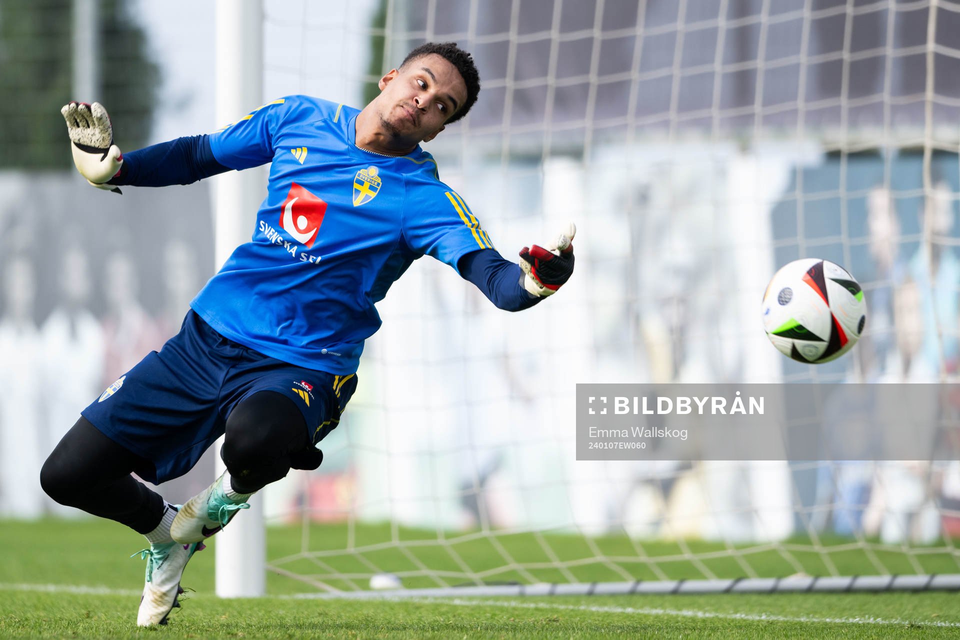Goalkeeper Oliver Dovin of the Swedish men's football
